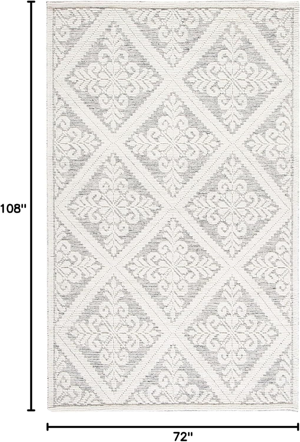 Vermont Handmade Wool Area Rug 6′ x 9′ – Ivory & Grey for High Traffic Areas