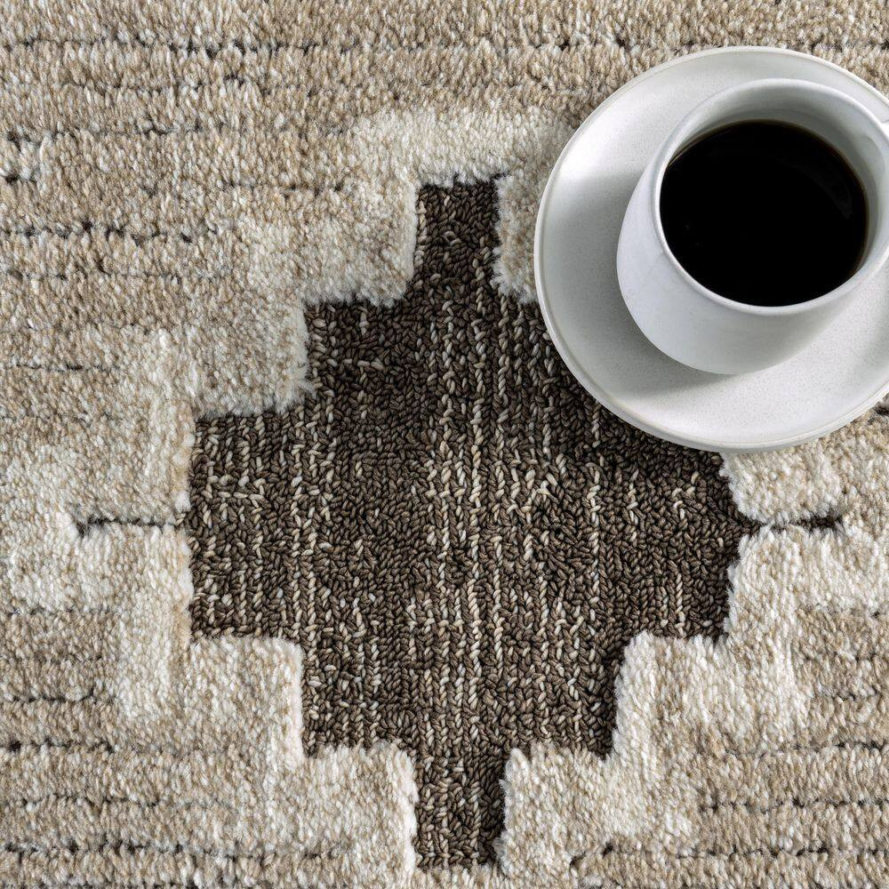 Gatsby Southwestern Tasseled Brown 5 Ft. X 8 Ft. Indoor/Outdoor Patio Area Rug