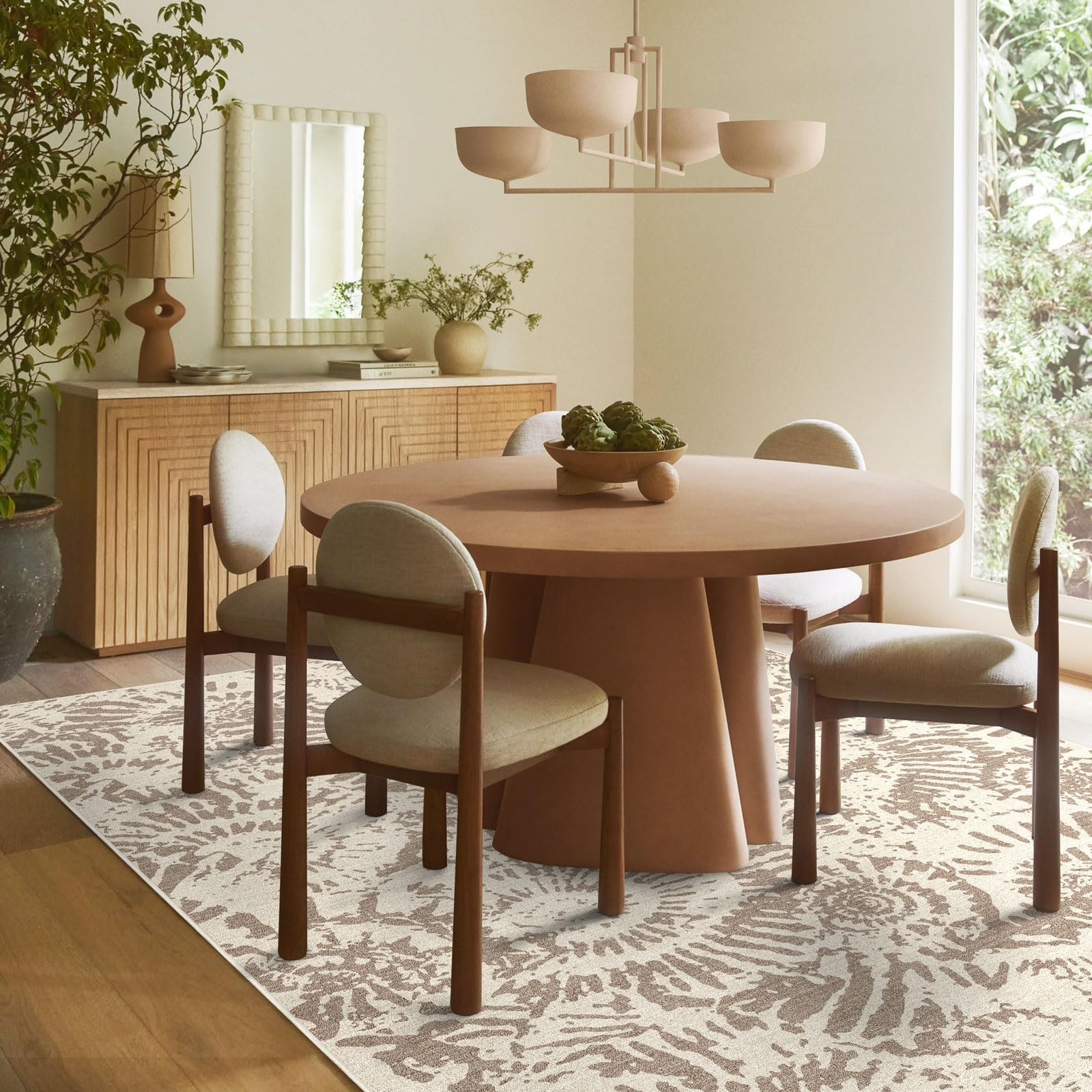 BLISSA Dining Room Rugs for Under Table – 6×9 6′ x 9′ (Rectangular), Taupe