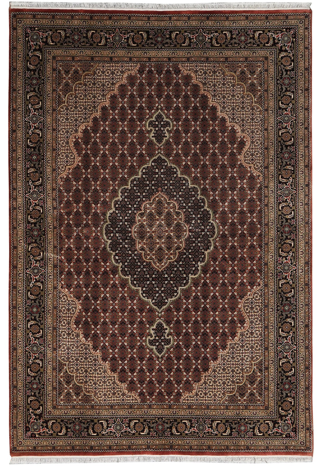 5.8 x 8.3 Rust Quality Wool and Silk Tabriiz Mahii #F-4453