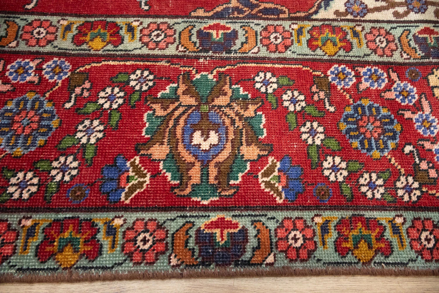 Semi-Antique Distressed Floral Oriental Wool Rug Living Room Area Carpet 7×11 Ft