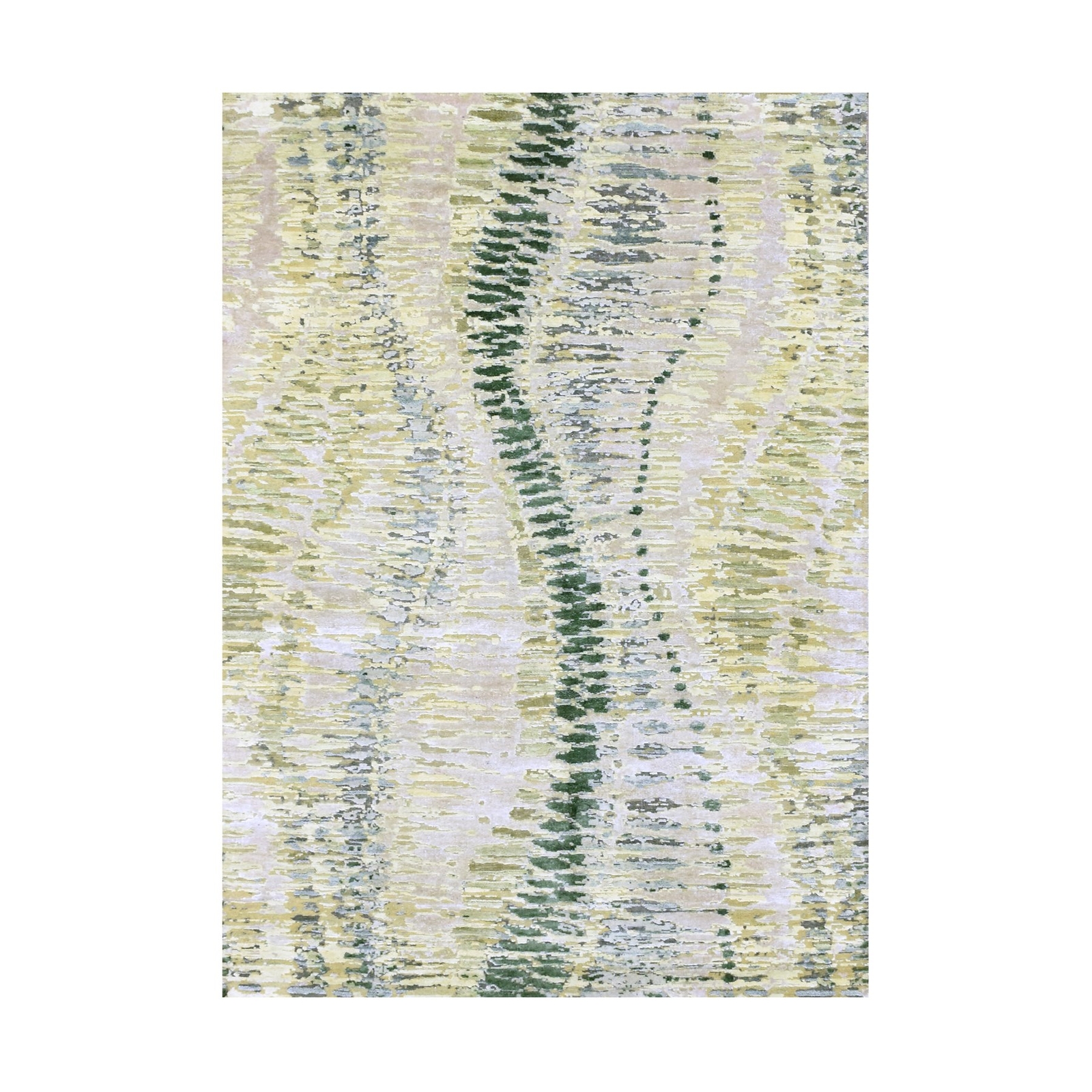 5’1″x7’3″ Eden Green Crocodile Safari Design 100% Silk Hand Knotted Rug R75477