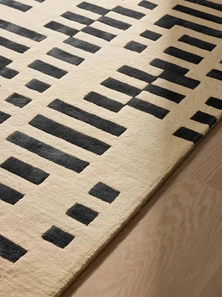 Rug Hand Tufted Rug Raya Black Hand Made Wool Carpets For Bedroom Aesthetic 9×15