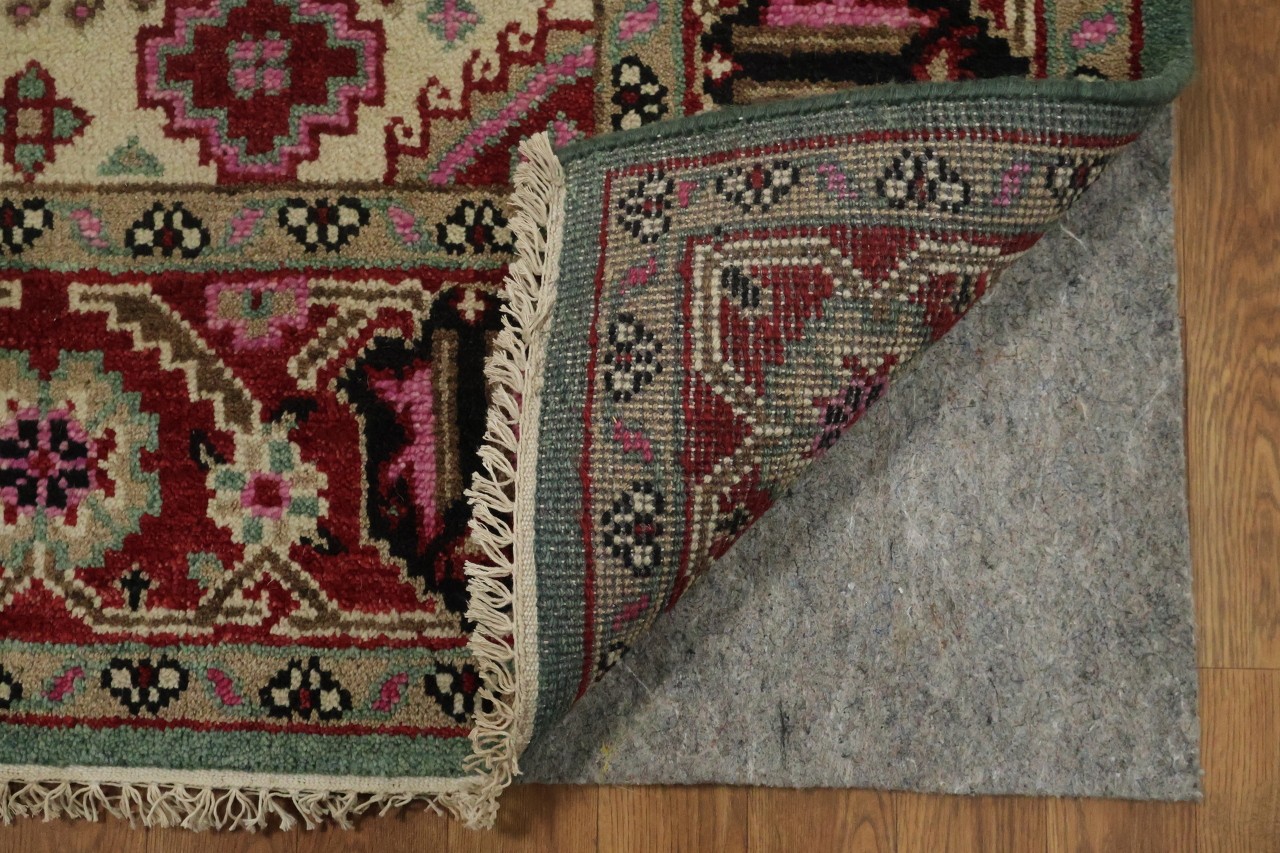 Elegant Turquoise and Coral 6×9 Traditional Hand-Knotted Wool Area Rug