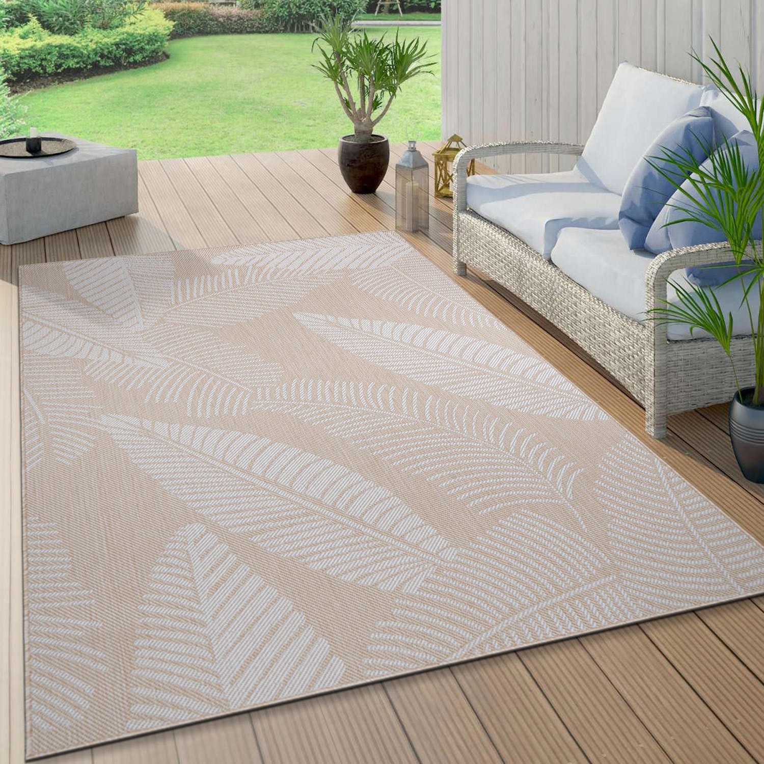 Rugshop Outdoor Rug Distressed Palm Leave Textured Indoor and Outdoor Rugs 8×10