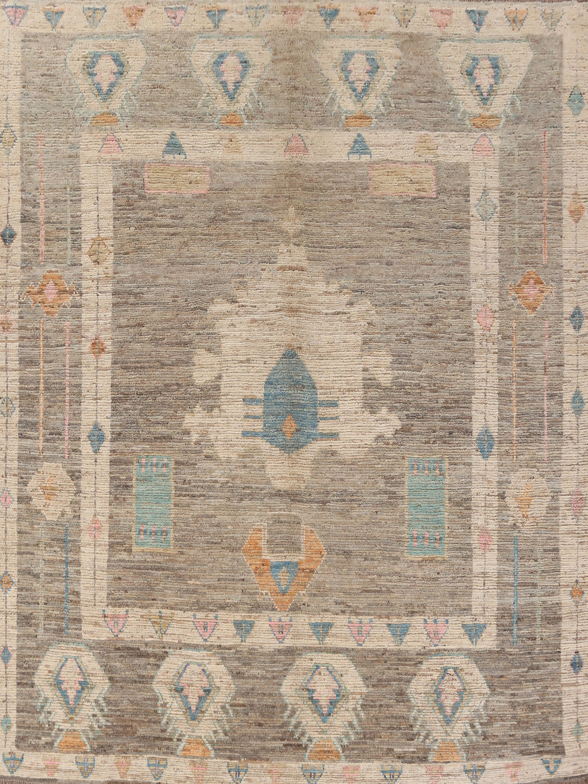 Vegetable Dye Traditional Oushak Turkish Area Rug Hand-Knotted Grey 8×10 ft