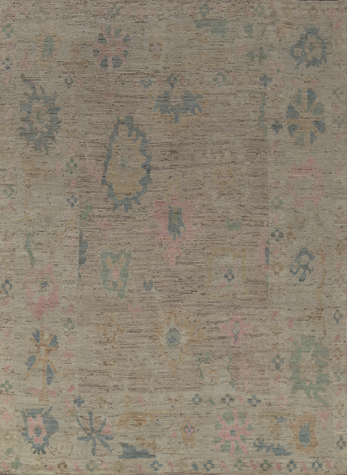 Vegetable Dye All-Over Patterned Oushak Wool Handmade Rug 8×10 ft Turkish Carpet