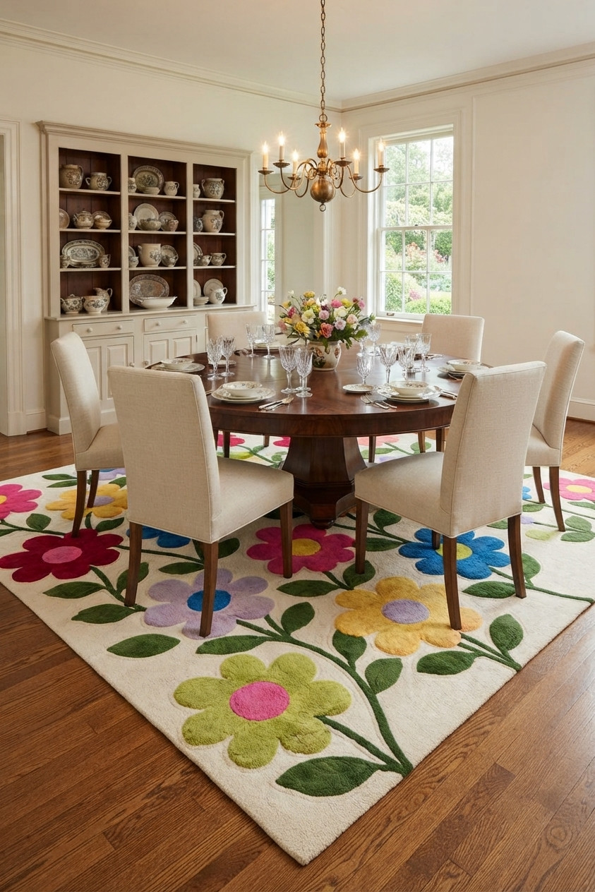 Hand Tufted Wool Floral Area Rug | Colorful Flower Handmade Modern Kids Rug