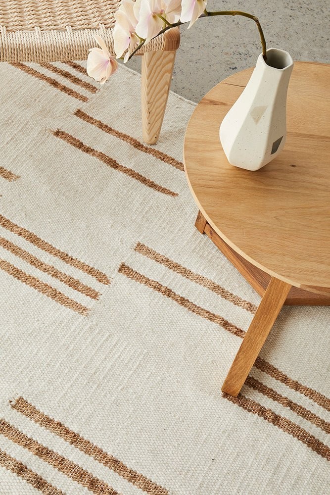 Handwoven Kilim Wool Rug 8×10 – Modern Flat weave Stripe Rug For Living Room