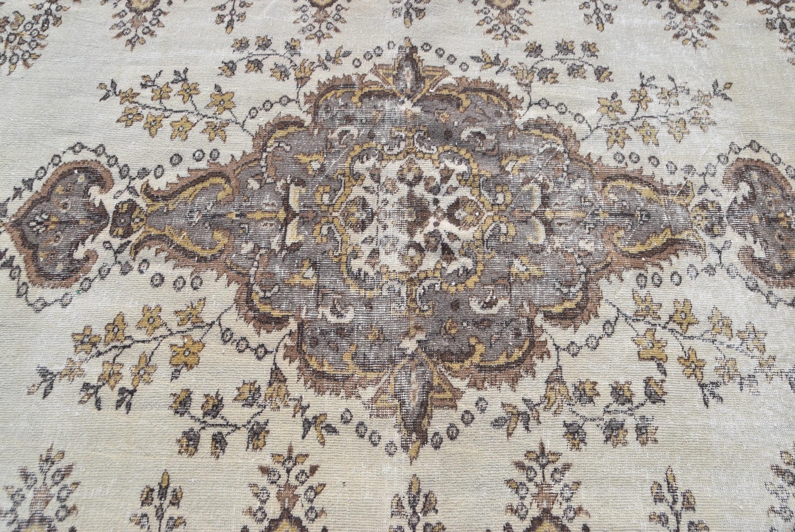 5,3×8,2 ft Turkish Large Rug, Beige Brown Vintage Camouflage Wool Rug