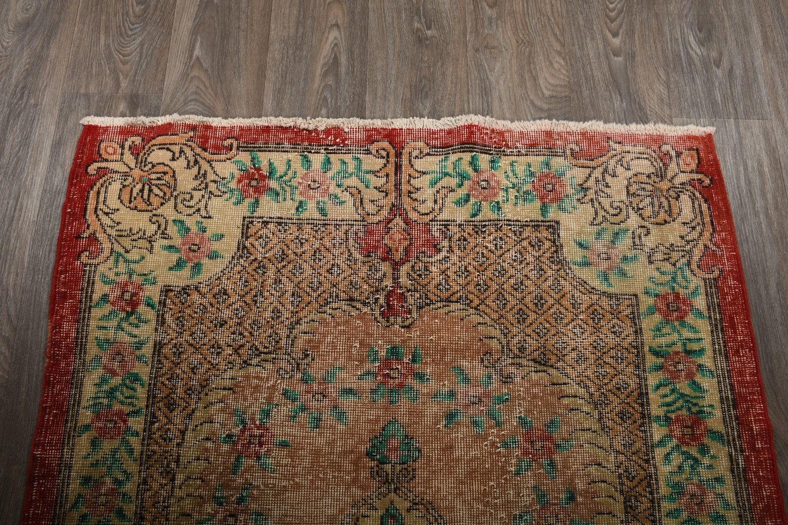 4×7 Vintage Turkish Rug, Handmade Beige Wool Rug, Isparta Oriental Rug