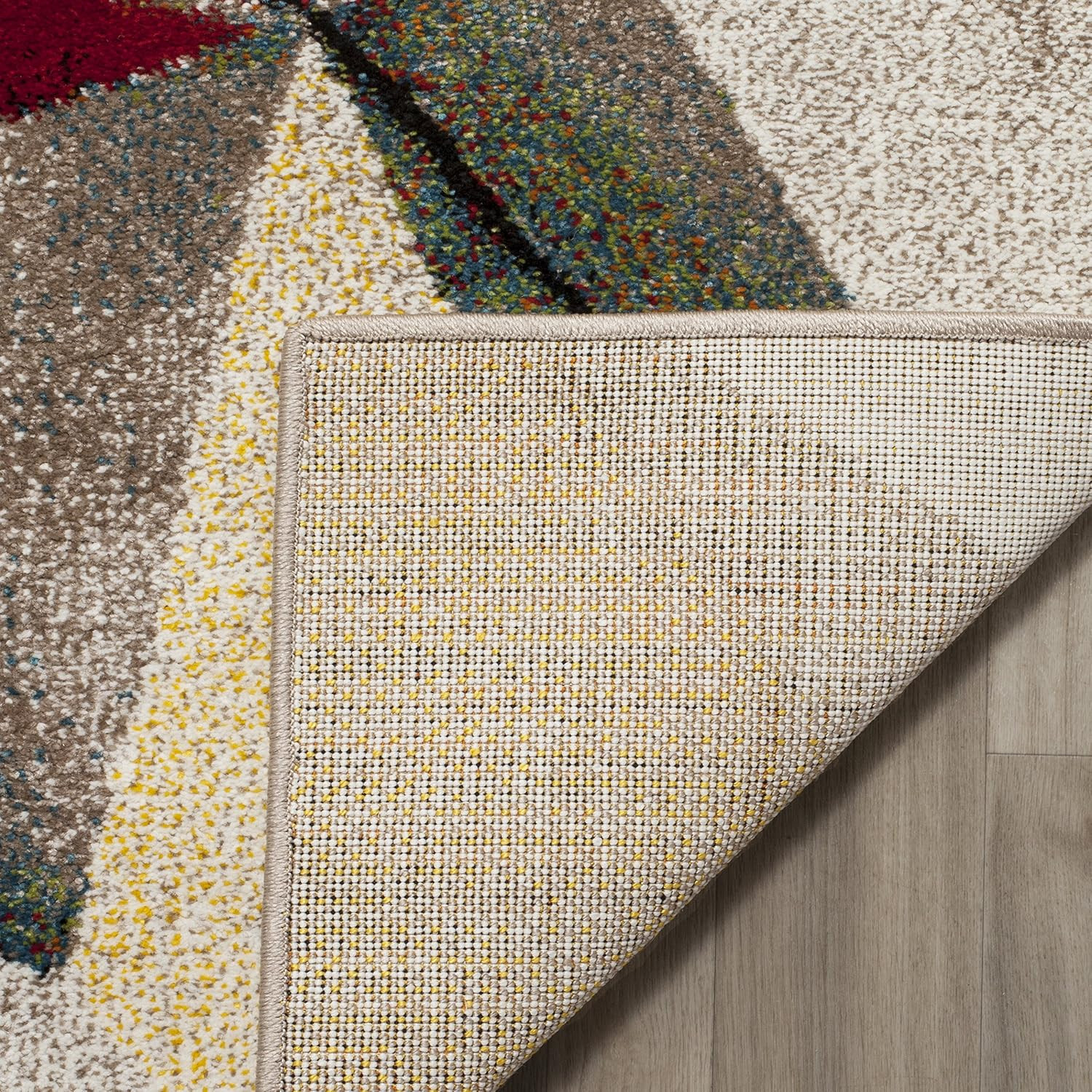 SAFAVIEH Porcello Collection Area Rug – 10’6″ X 14′, Light Grey & Orange, Modern