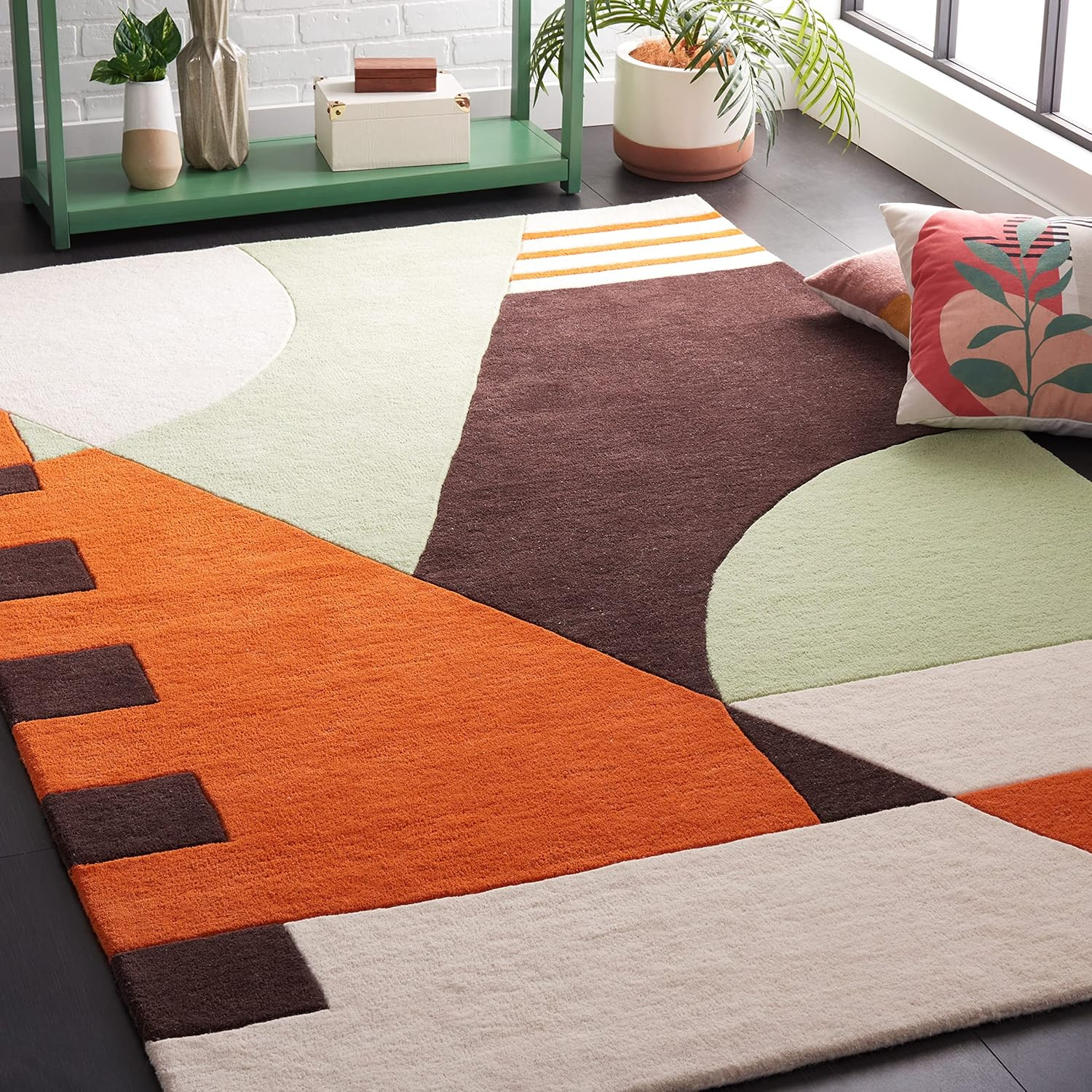 Rodeo Drive 5′ x 8′ Handmade Abstract Wool Area Rug – Green & Brown