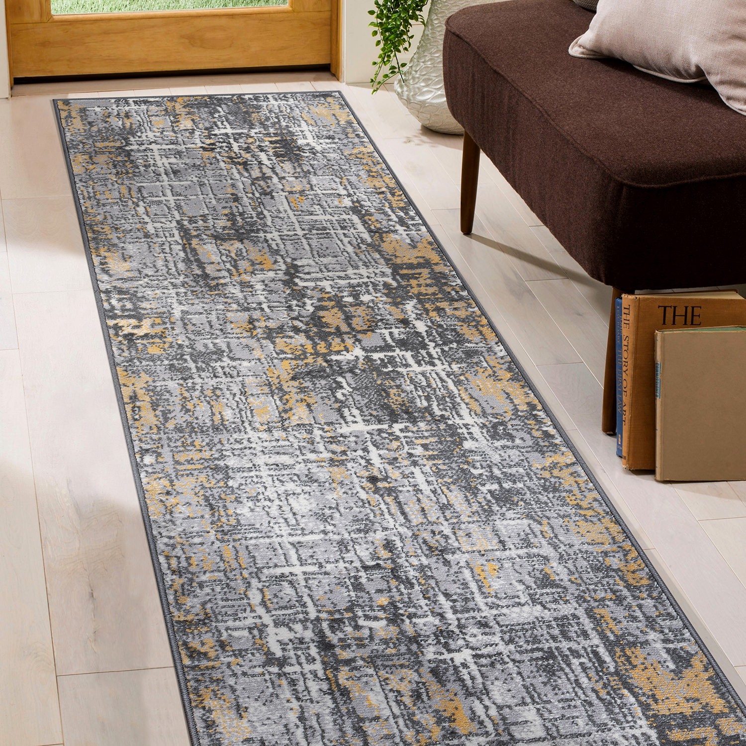 Rugshop Rugs Runners Distressed Abstract Stain Resistant Soft Hallway Carpet 2×7