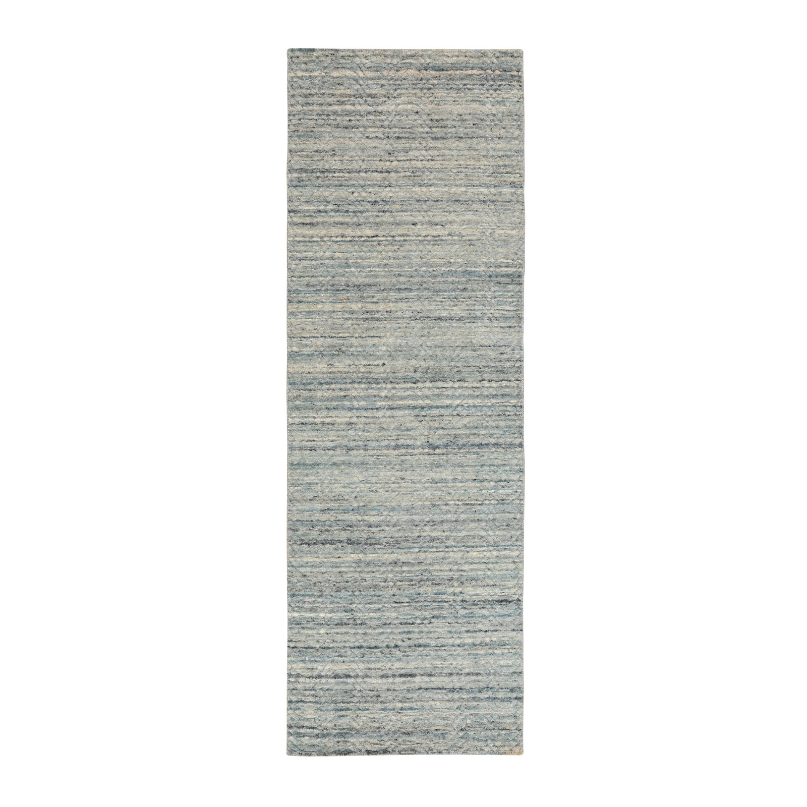 2’6″ x 7’10” Variegated Design Hand Loomed Pure Wool Modern Runner Rug R58421