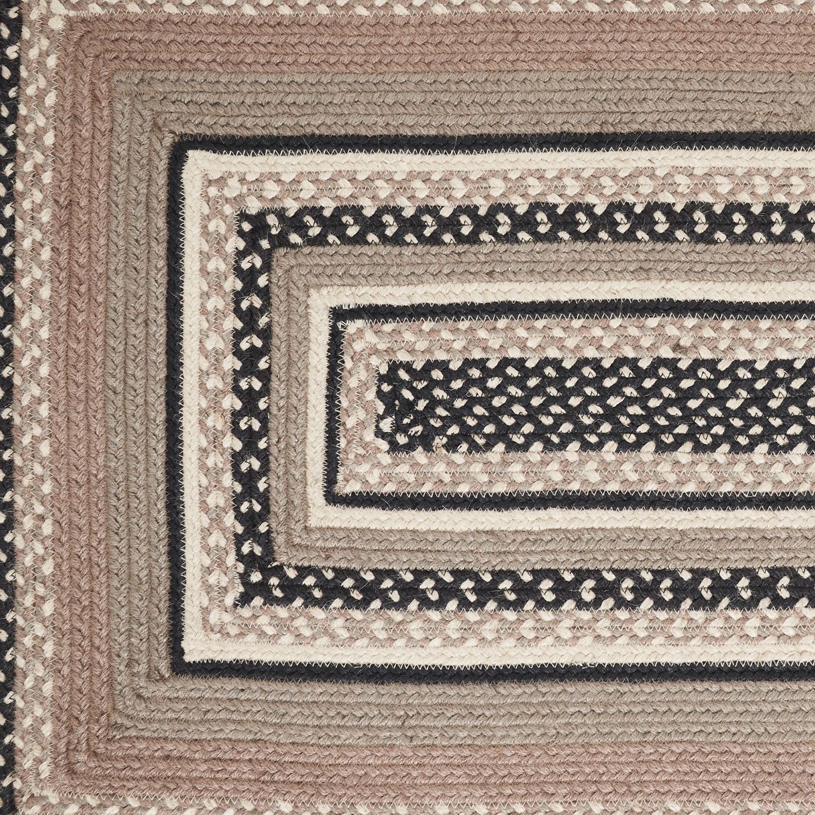 VHC Sawyer Mill Charcoal Creme Jute Farmhouse Country Rectangle Braided Rug