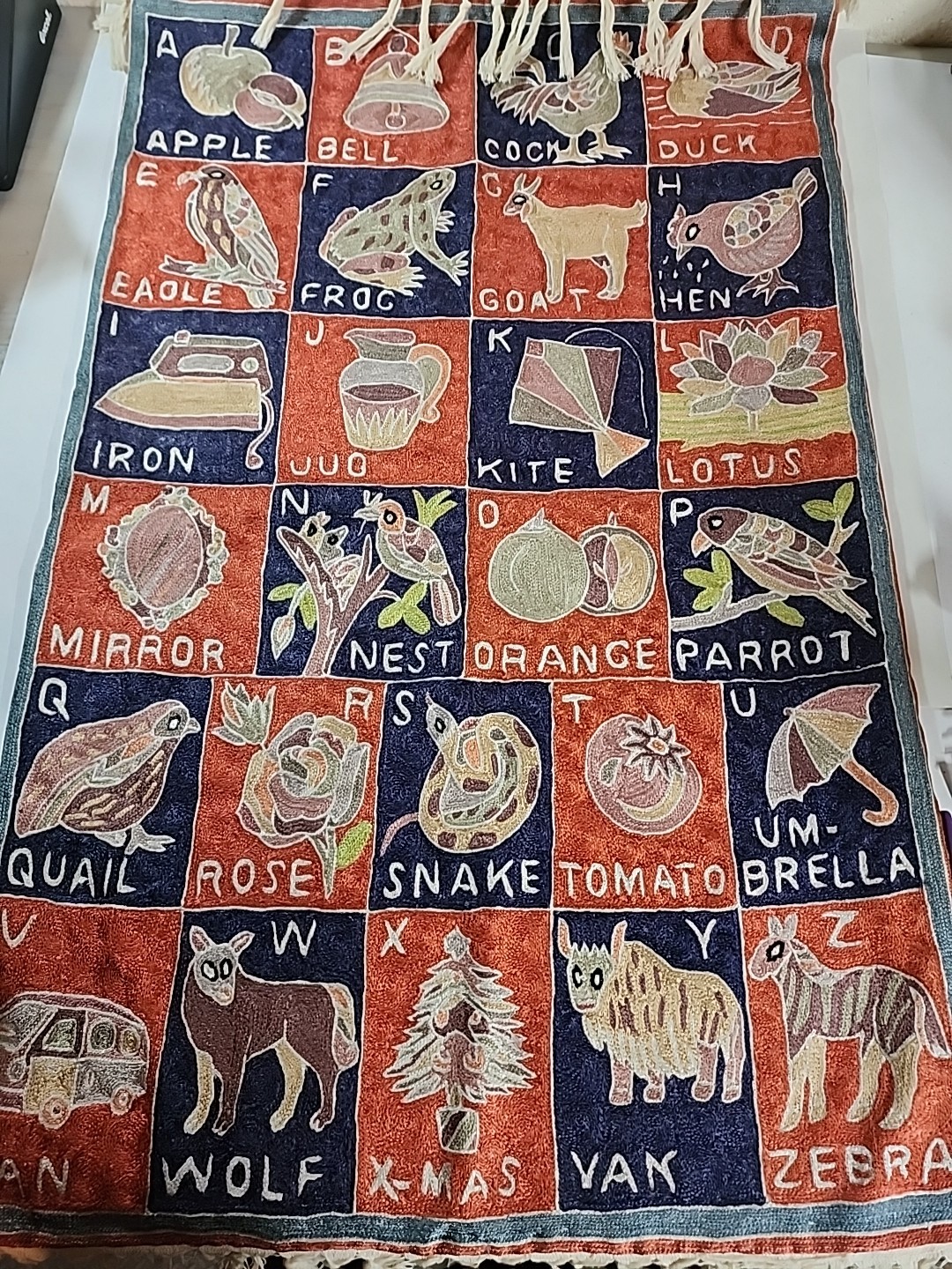 French Style Tapestry Alphabetical Chain stitch Nursery Wall Decor 24″X38″ Rug