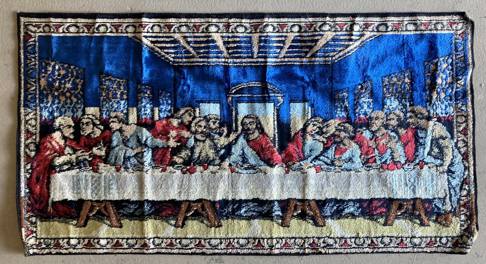 Vintage Last Supper Woven Tapestry Wall Hanging Table Runner Religious Christian