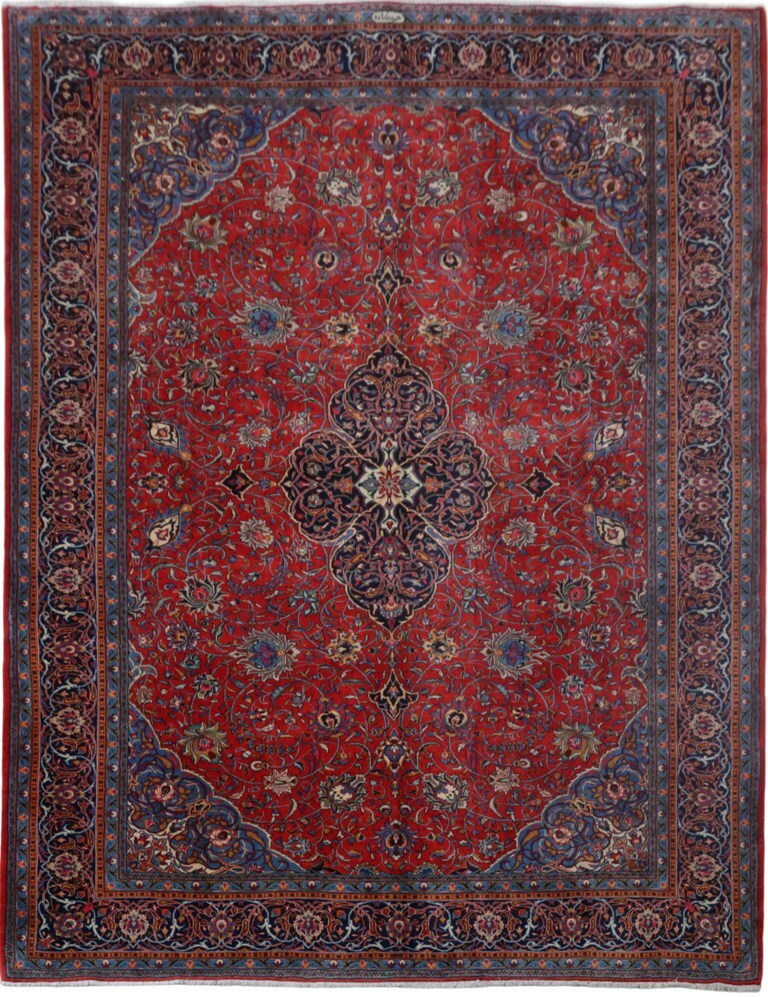 10′ x 13′ Pale Red Handmade Texture Perssiaan Signed Saroukk Rug 81374