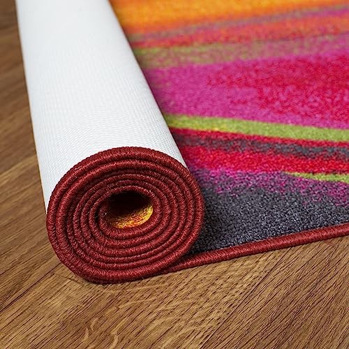 Modern Contemporary Waves Non-Slip (Non-Skid) Area Rug 20″ X 30″ Multi