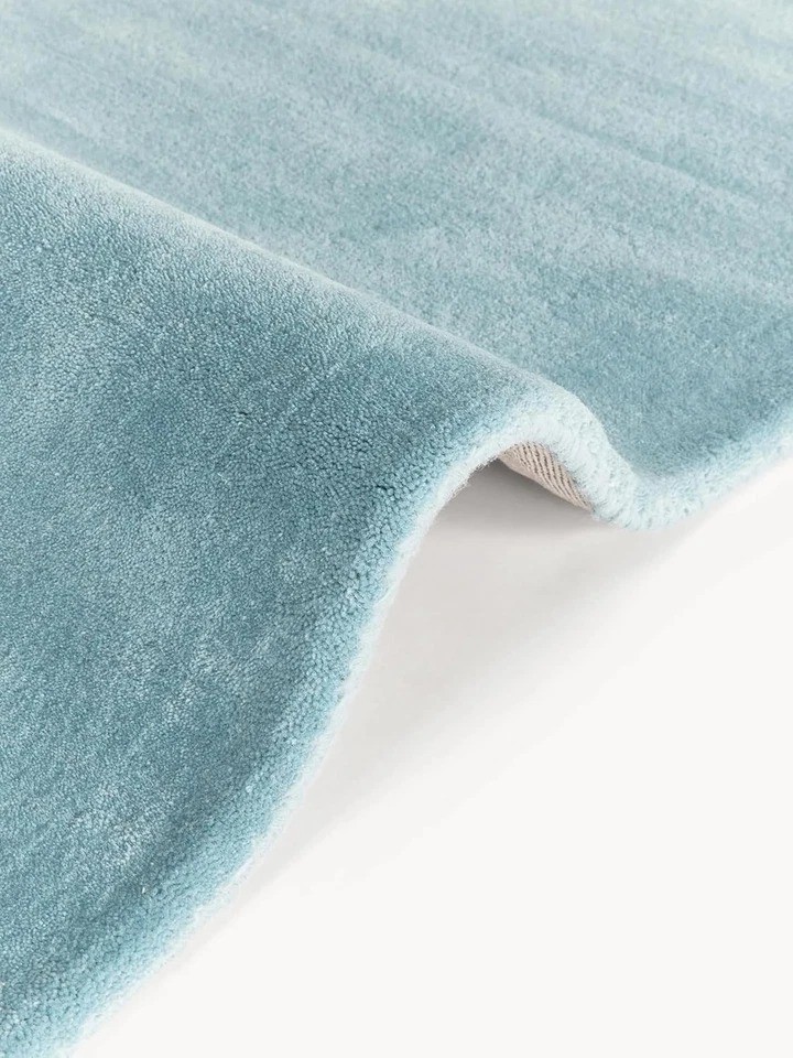 Hand Tufted Sky Blue Wool Area Rug Modern Solid Handmade Plush Carpet Any Size