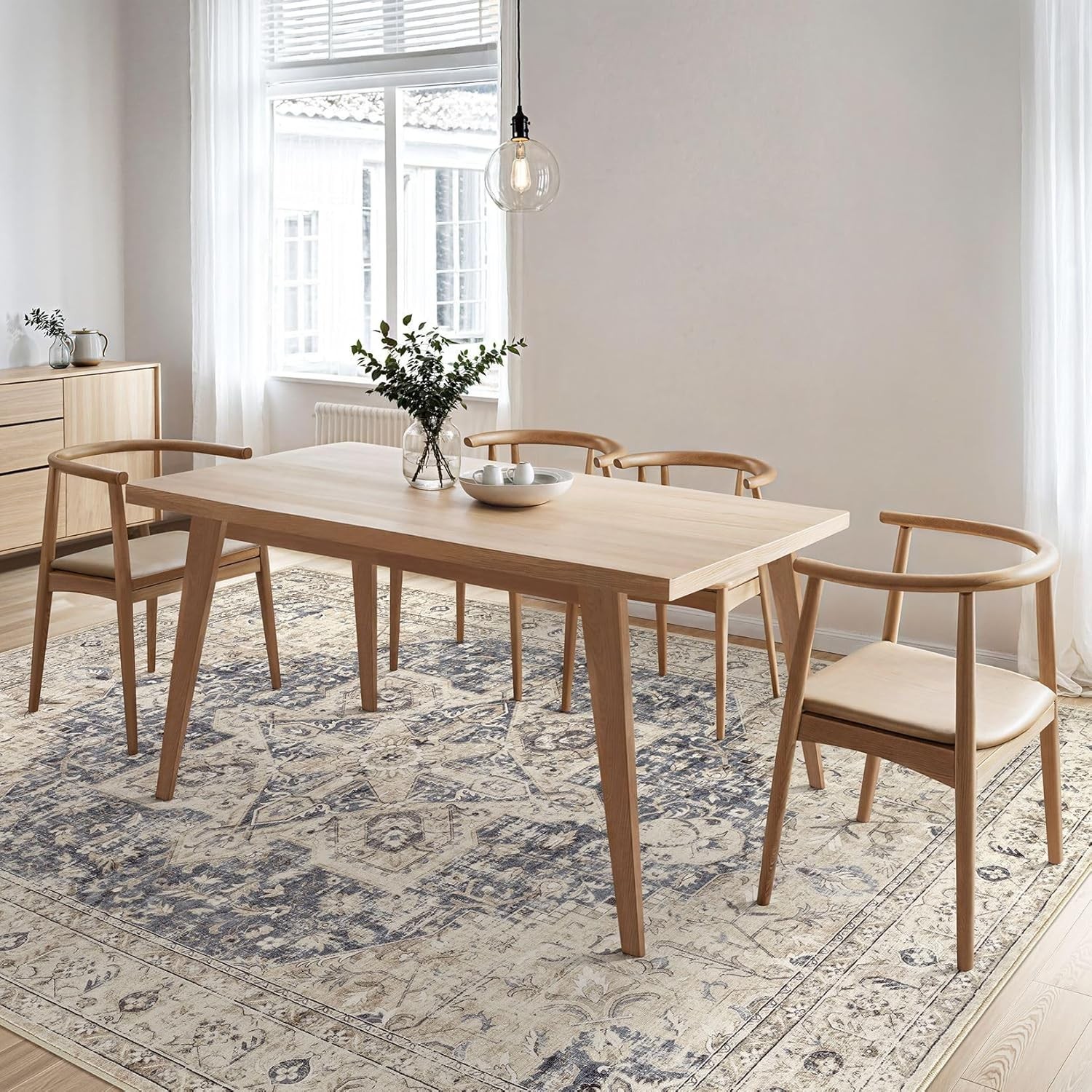 Area Rug Living Room Rugs – 9×12 Washable Boho Rug Vintage Oriental Distresse…