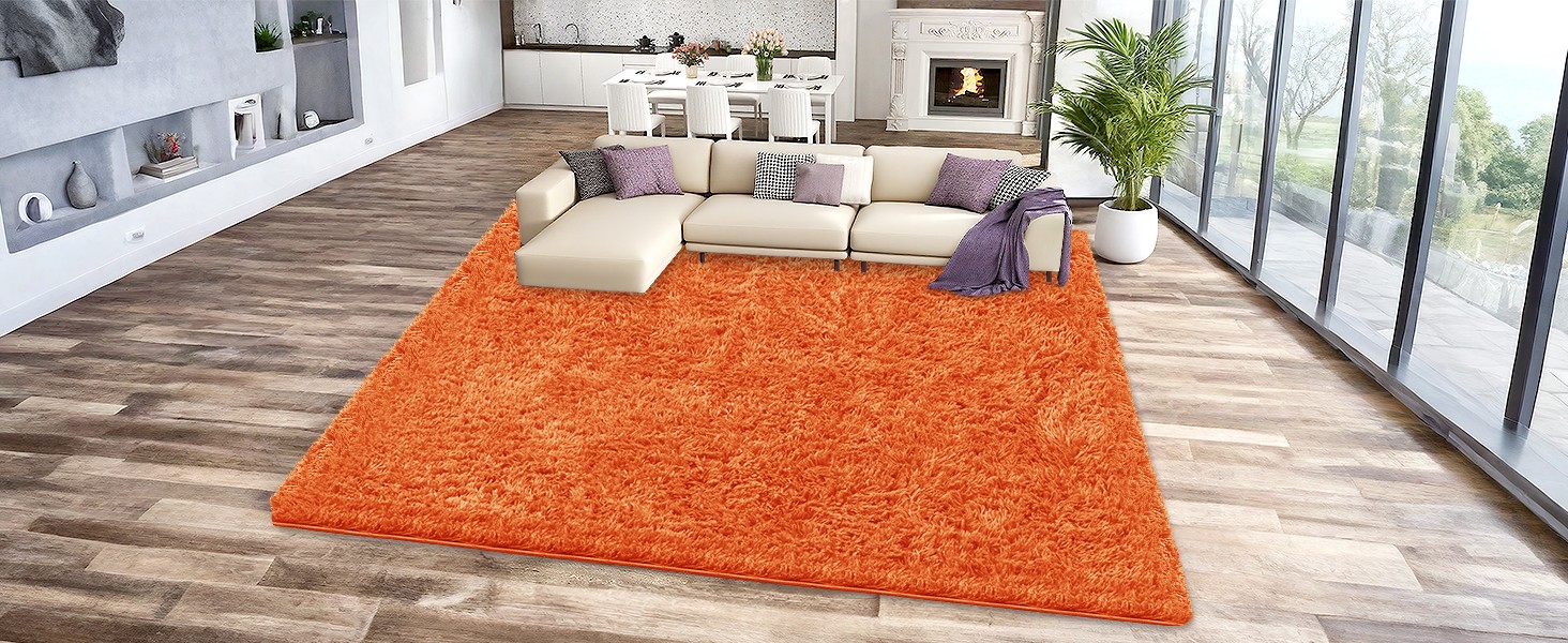 Blue Shag Area Rug for Bedroom, 4×6 Fluffy Shaggy Rugs for Living Room Boys Kids