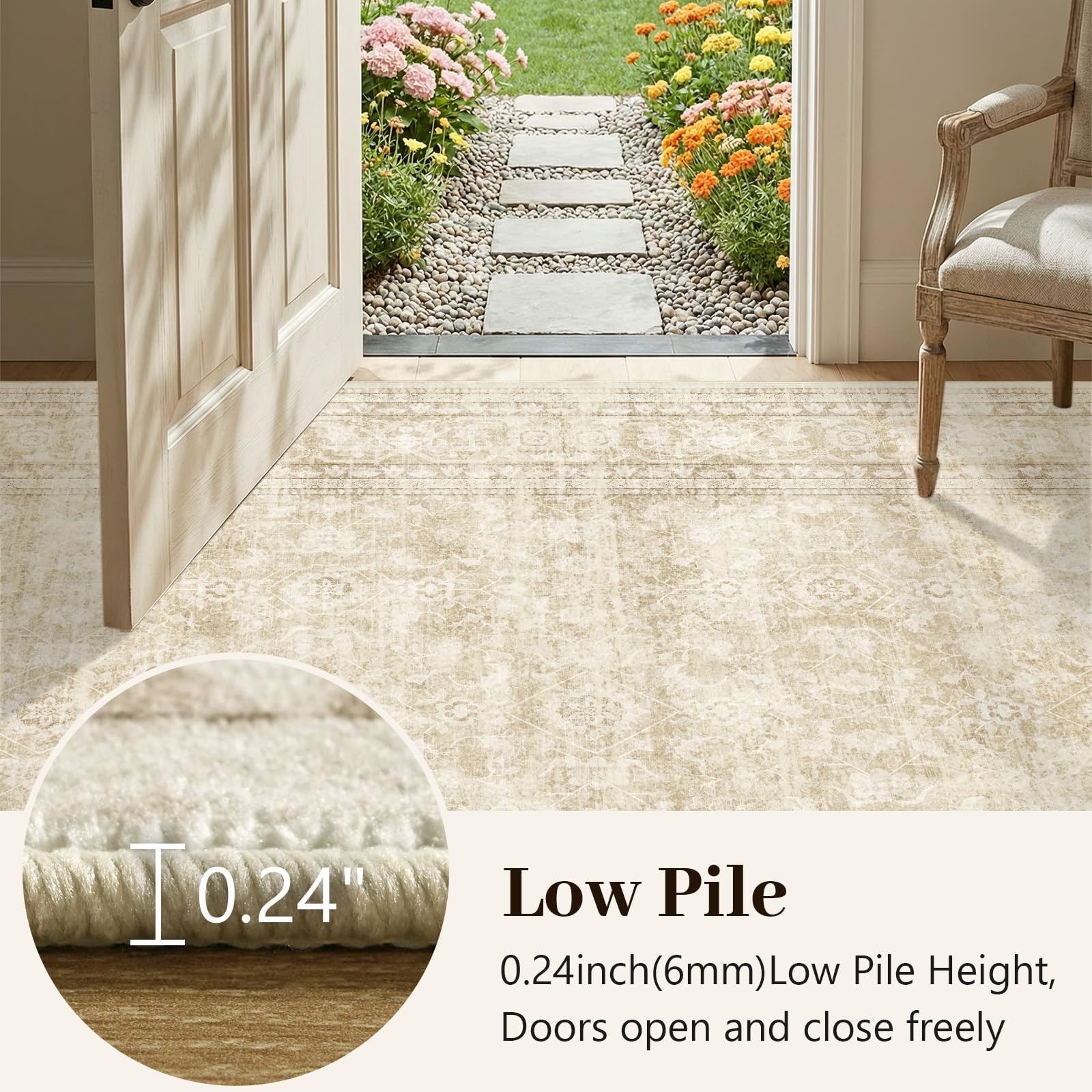 6×9 Ft Large Area Rugs for Living Room, 6′ x 9′ (Rectangular), A-f02 Beige