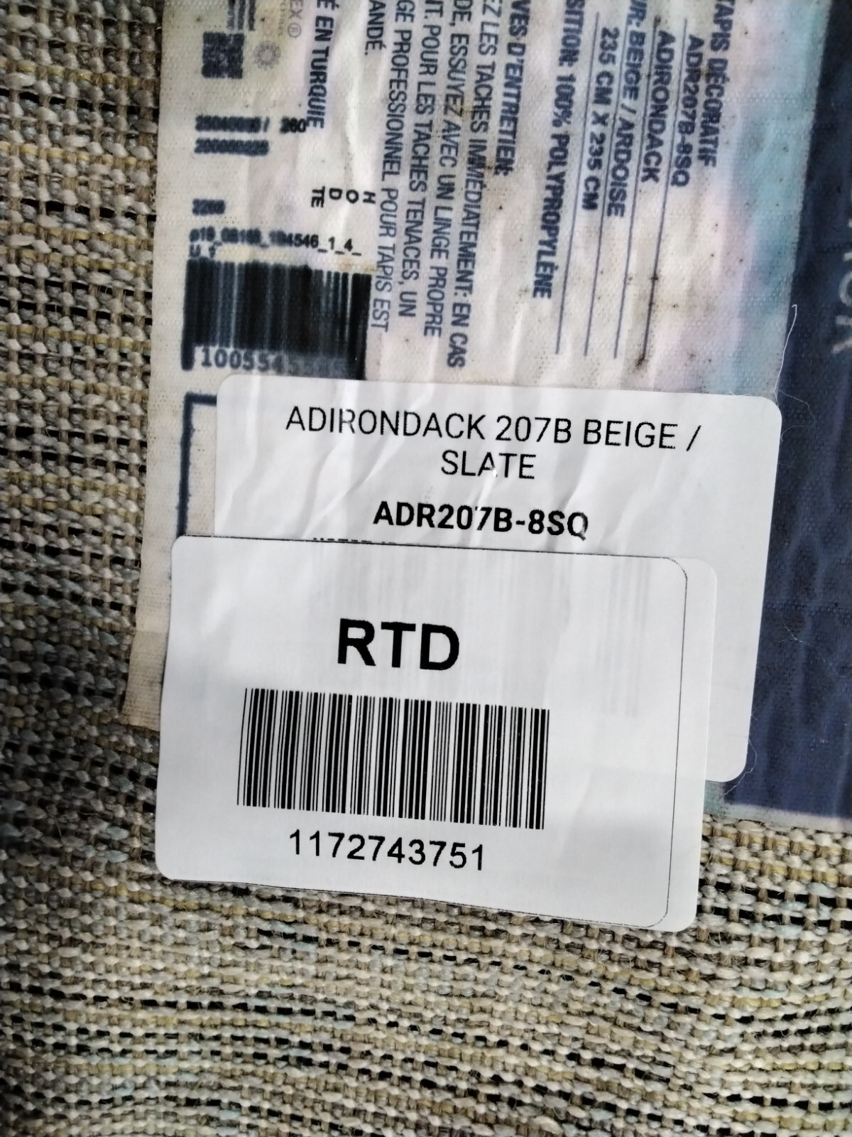 BEIGE / SLATE 8′ X 8′ Square Stained Rug, Reduced Price 1172743751 ADR207B-8SQ