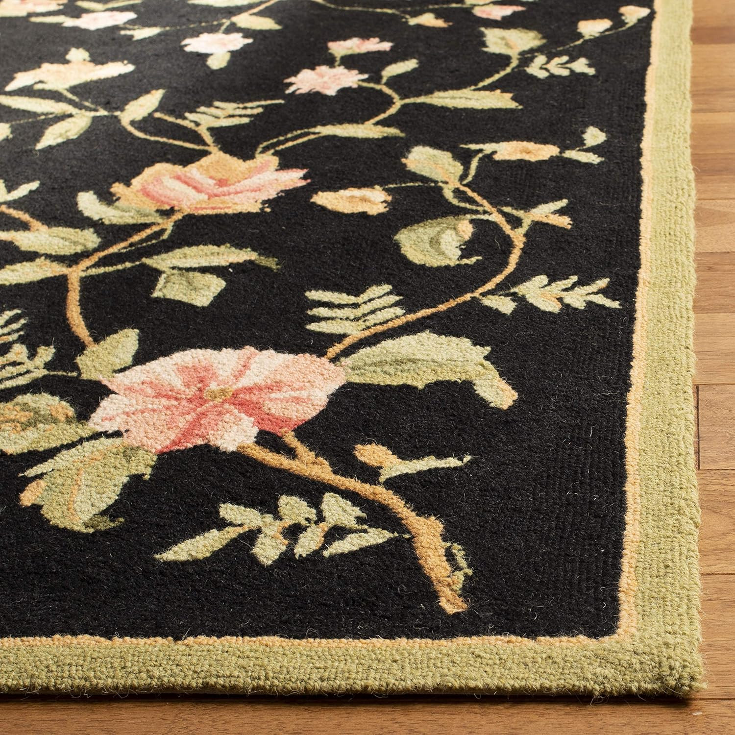 Chelsea Collection Accent Rug – 1’8″ X 2’6″, Black, Hand-Hooked French Country W