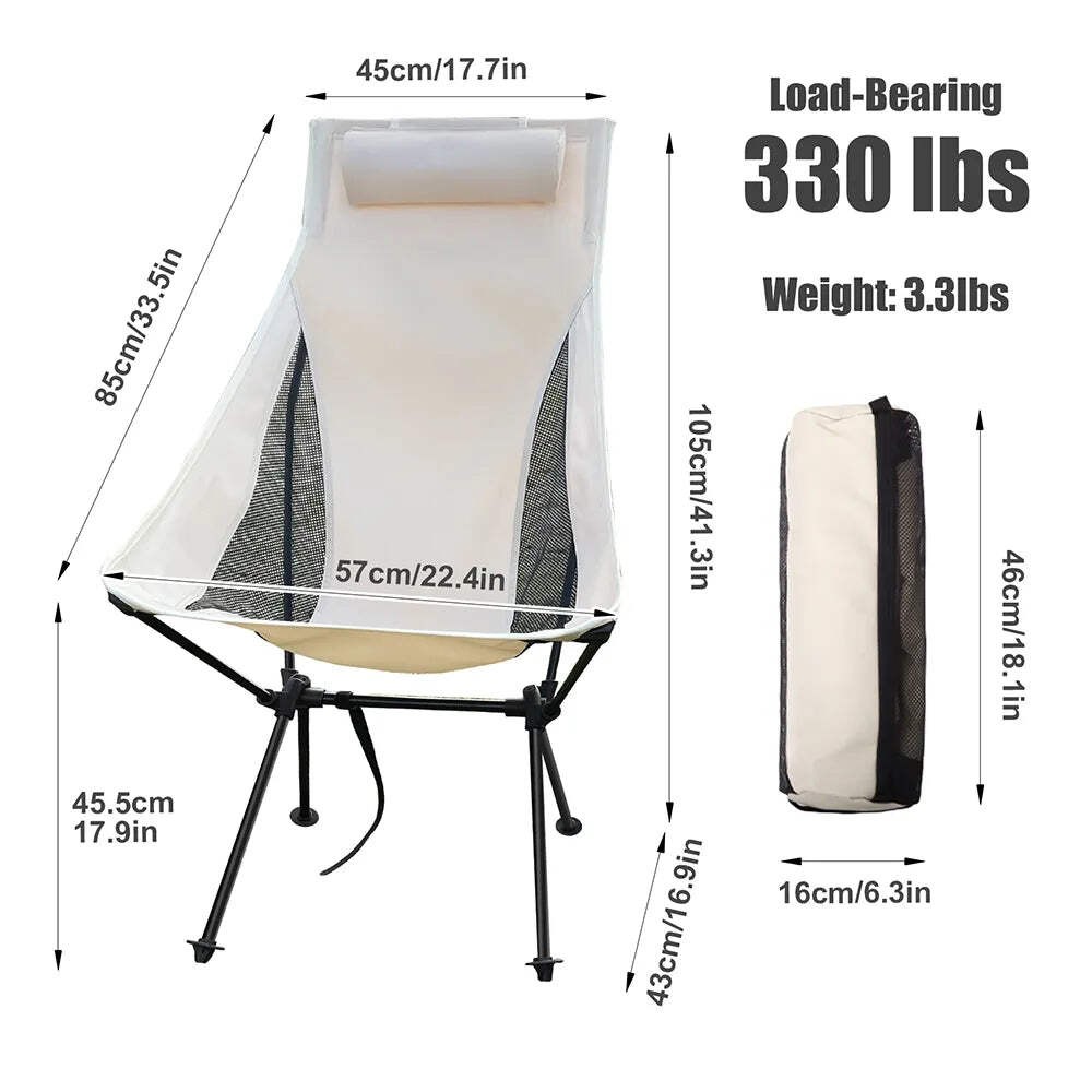 Portable Camping Chair – Lightweight Aluminum Alloy with Headrest
