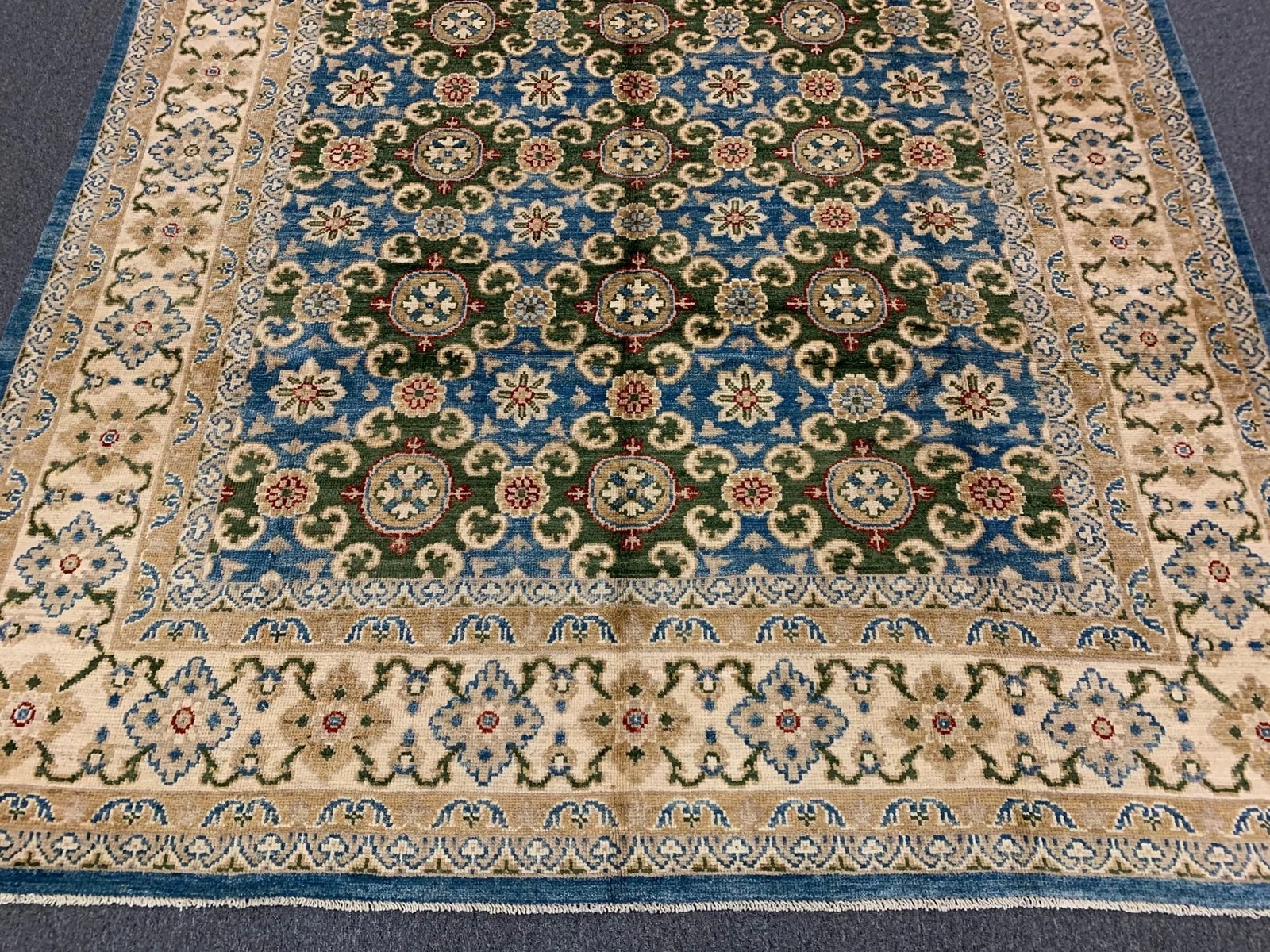 Oushak Light Blue/Beige 8X10 Handmade Wool Rug # 11205