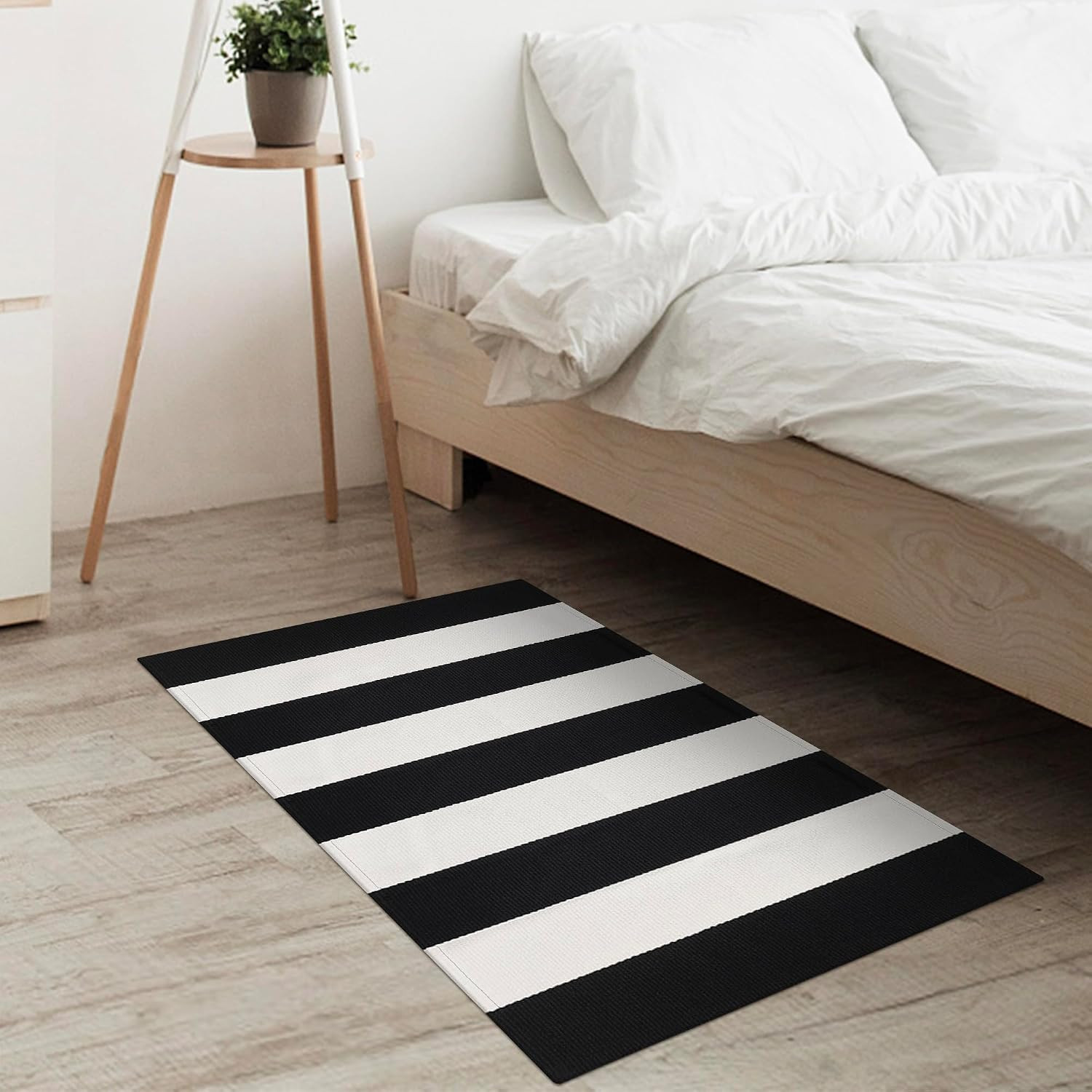 Black White Striped Outdoor Rug 2’x3′ Porch Door Mat Decor Carpet | Striped Cott