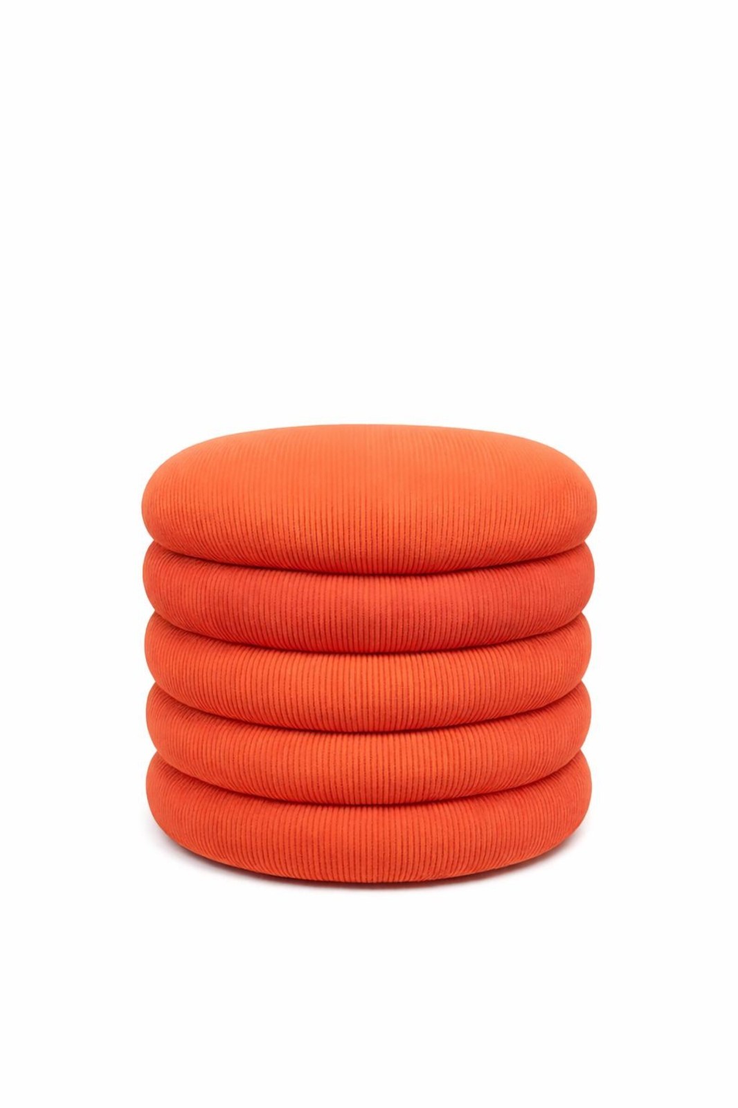 Modern Round Ottoman, Sculptural Pouf, Corduroy Floor Cushion, Minimalist Accent