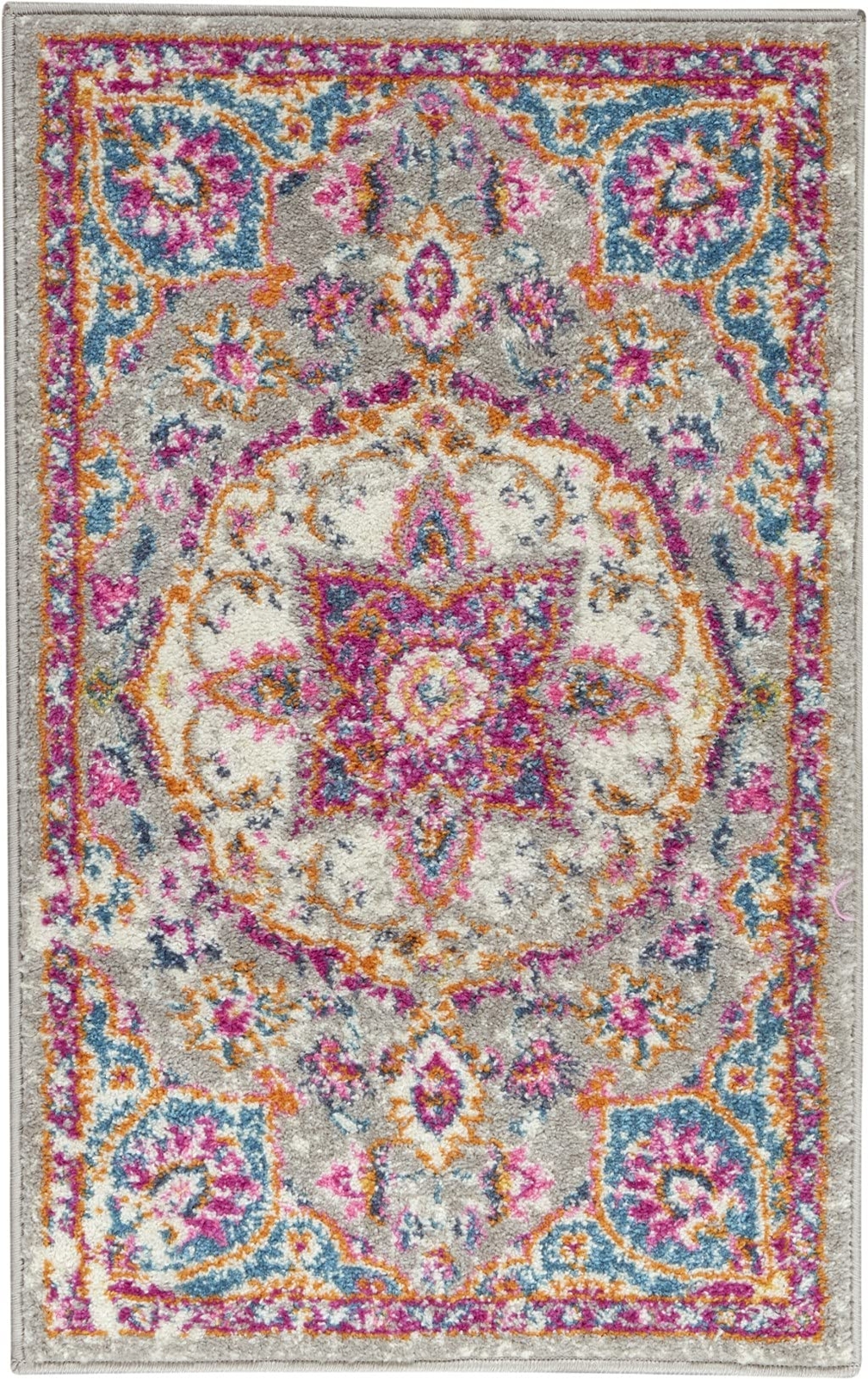 2′ X 3′ Pink And Gray Power Loom Area Rug