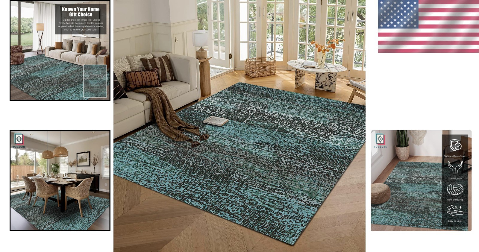 Durable and Elegant 8′ x 10′ Vintage Washable Rug – Water Resistant & Non-Slip