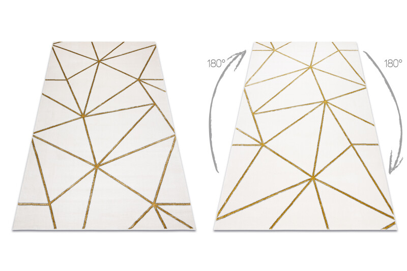 Modern Exclusive Rugs ” Emerald ” Mosaic Geometric Glamour Cream Gold Soft