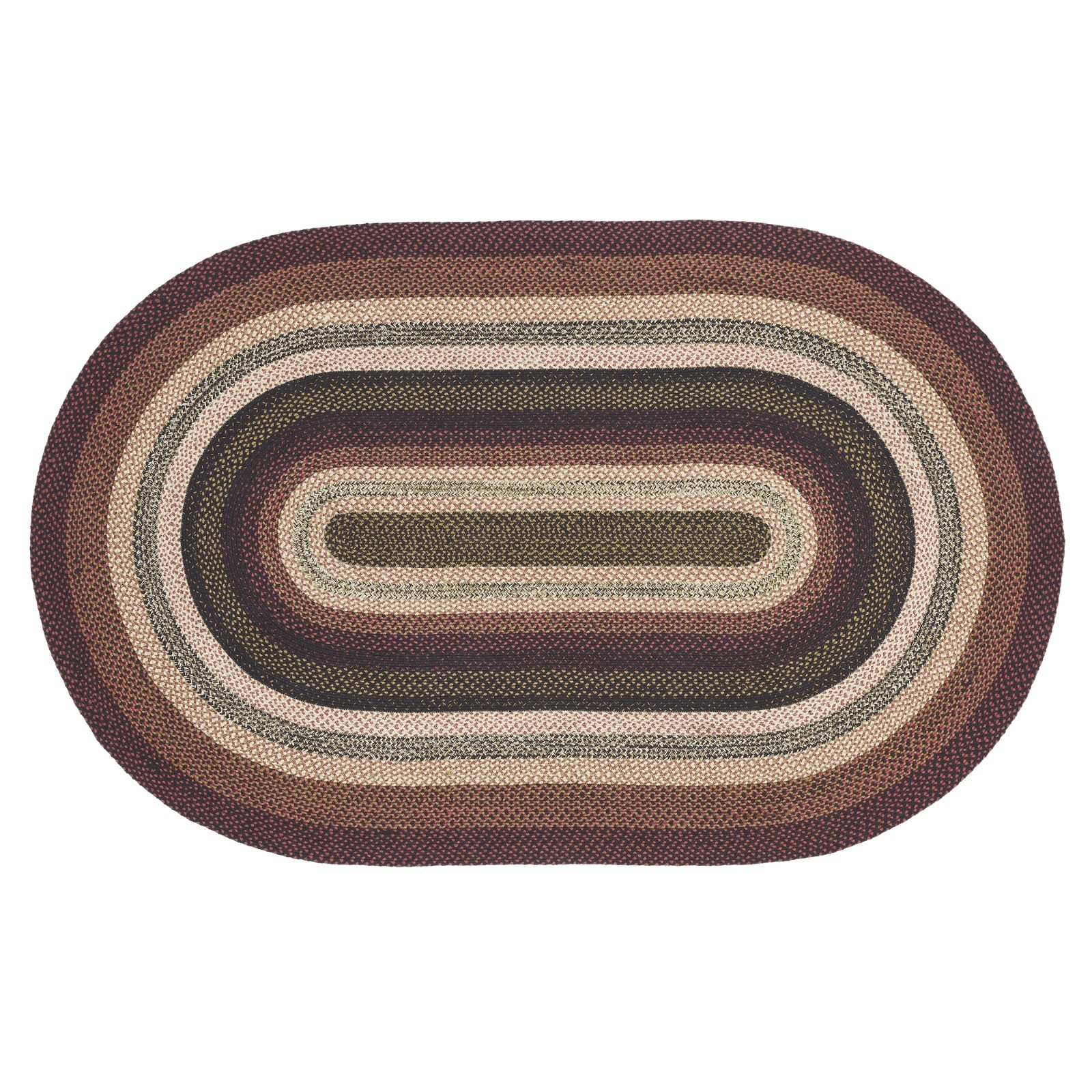 Primitive Country Rustic BLACK MUSTARD RED Braided RUG Floor Area Rug 60″x96″