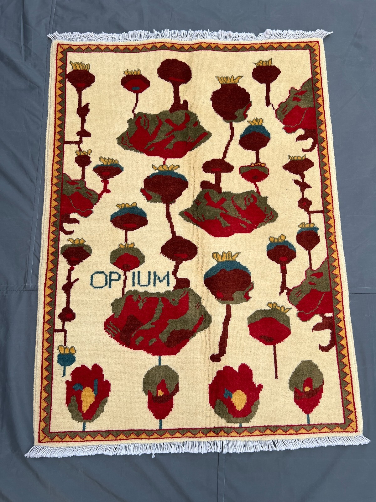 2’10×3’10 ft Afghan Handmade Rug – Modern Oushak Style Floral Wool Accent Carpet