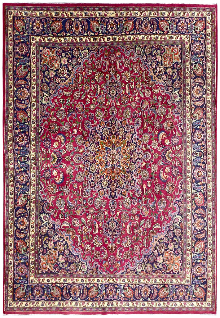 9.5 x 12.3 Semi-Antique Mashaad Rug #F-6824