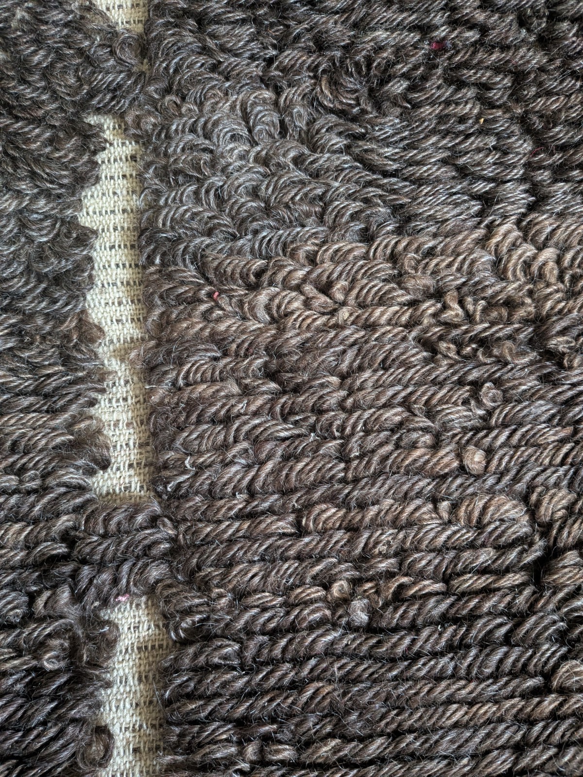 Hand-Woven Wool Turkish Anatorian Tulu Rug Brown Beige 46x55in One-of-a-Kind