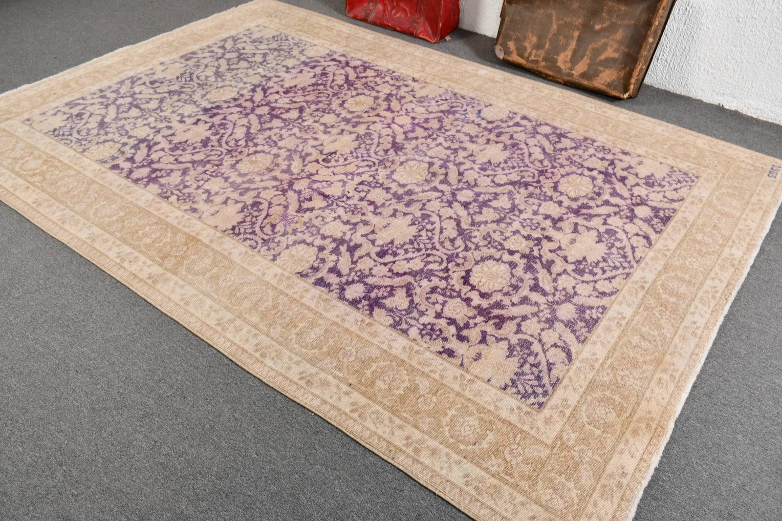 Vintage Turkish Rug 6,6×9,6 ft (202×292 cm), Purple Wool Rug