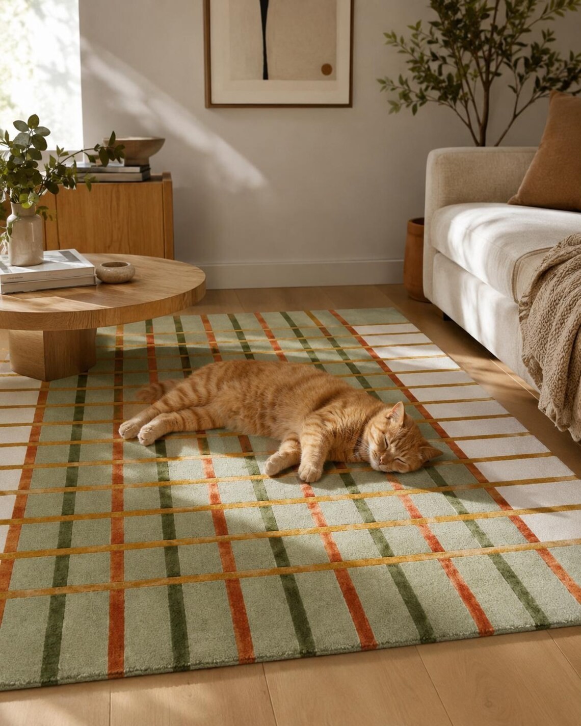 Hand Tufted Geometric Wool Rug: Modern Abstract Scandinavian Designer Carpet