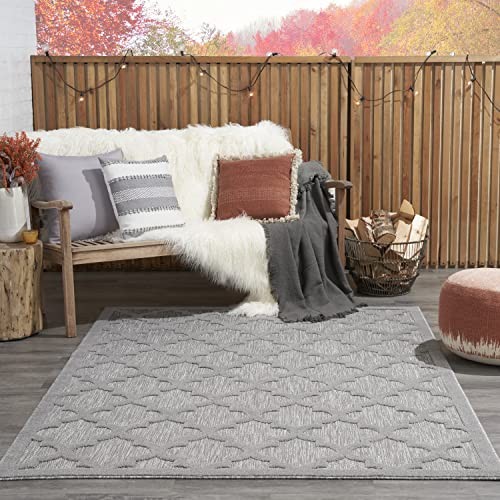 Silver Grey 5×7 Rectangular Rug Indoor Outdoor Easy Care Durable Low Shed