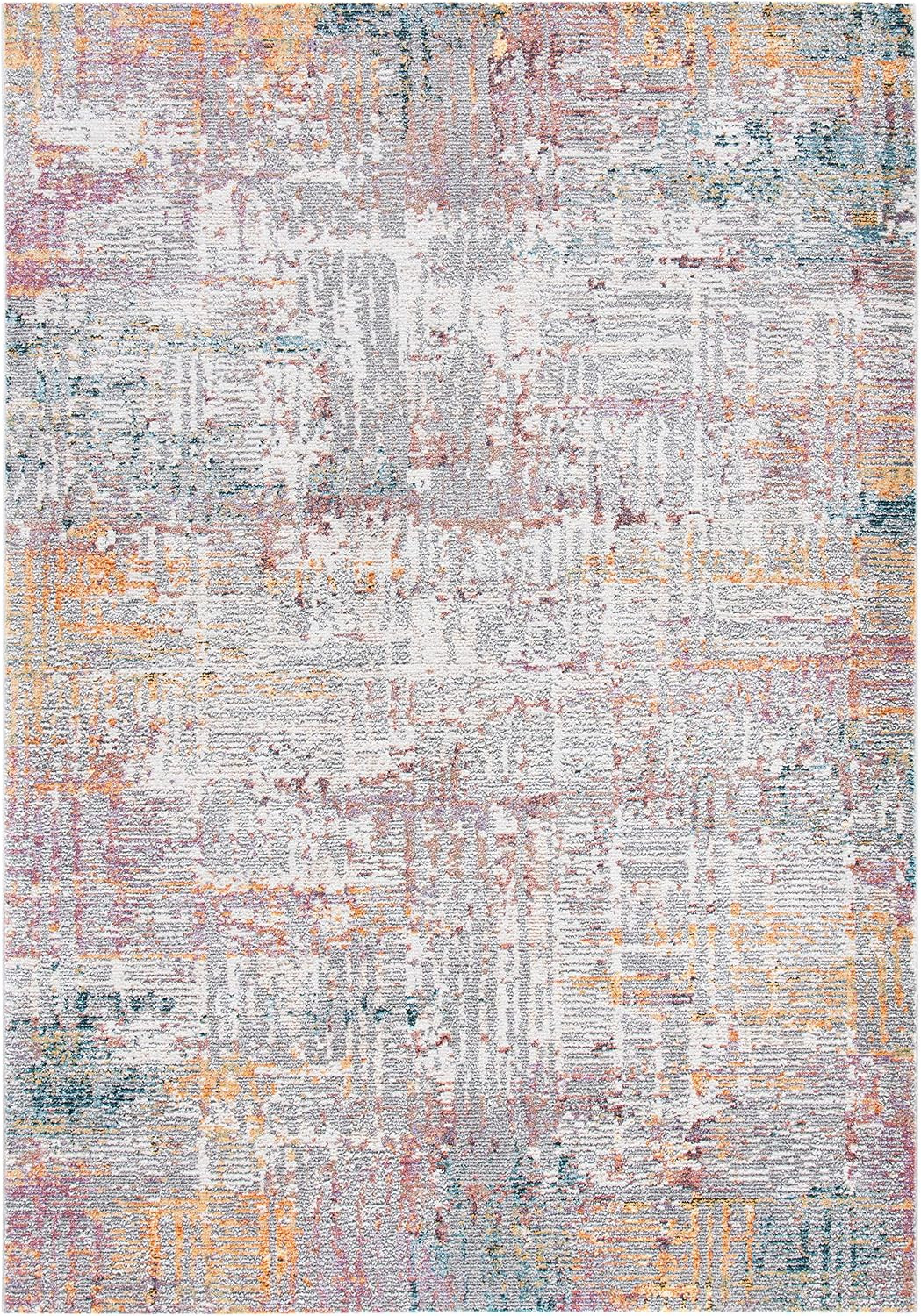 SAFAVIEH Crystal Collection Area Rug – 8’8″ X 12’4″, Beige & Rust, Modern Abstra