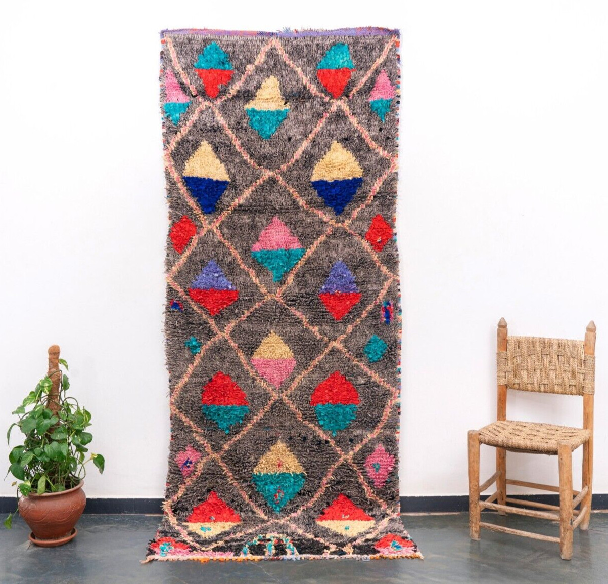 4×9 Moroccan Handmade Vintage Boucherouite Cotton Grey Area Rug Berber Rag Rug
