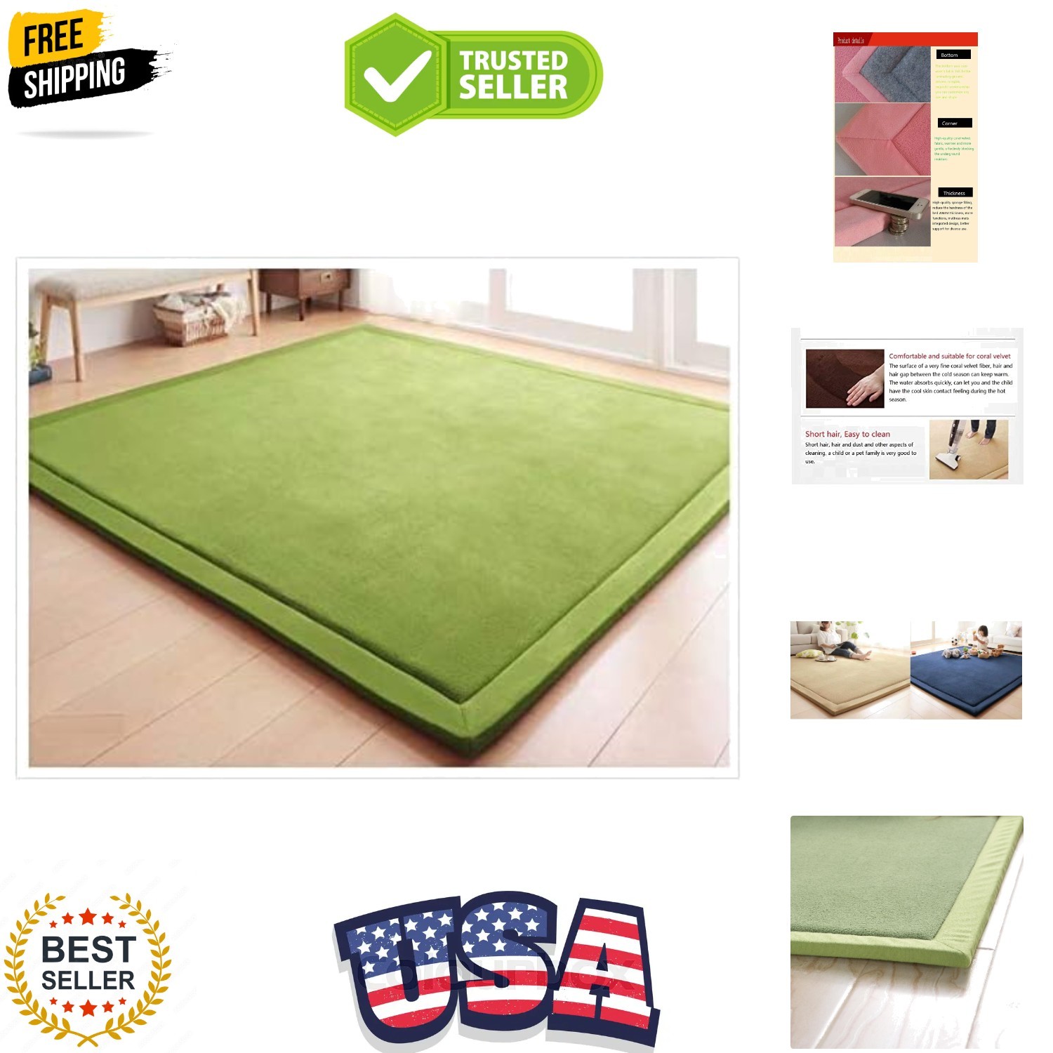 Baby Play Mat Nursey Decor Area Rug 1.18″ Thick Hypebeast Rug Non Slip Rug Pa…