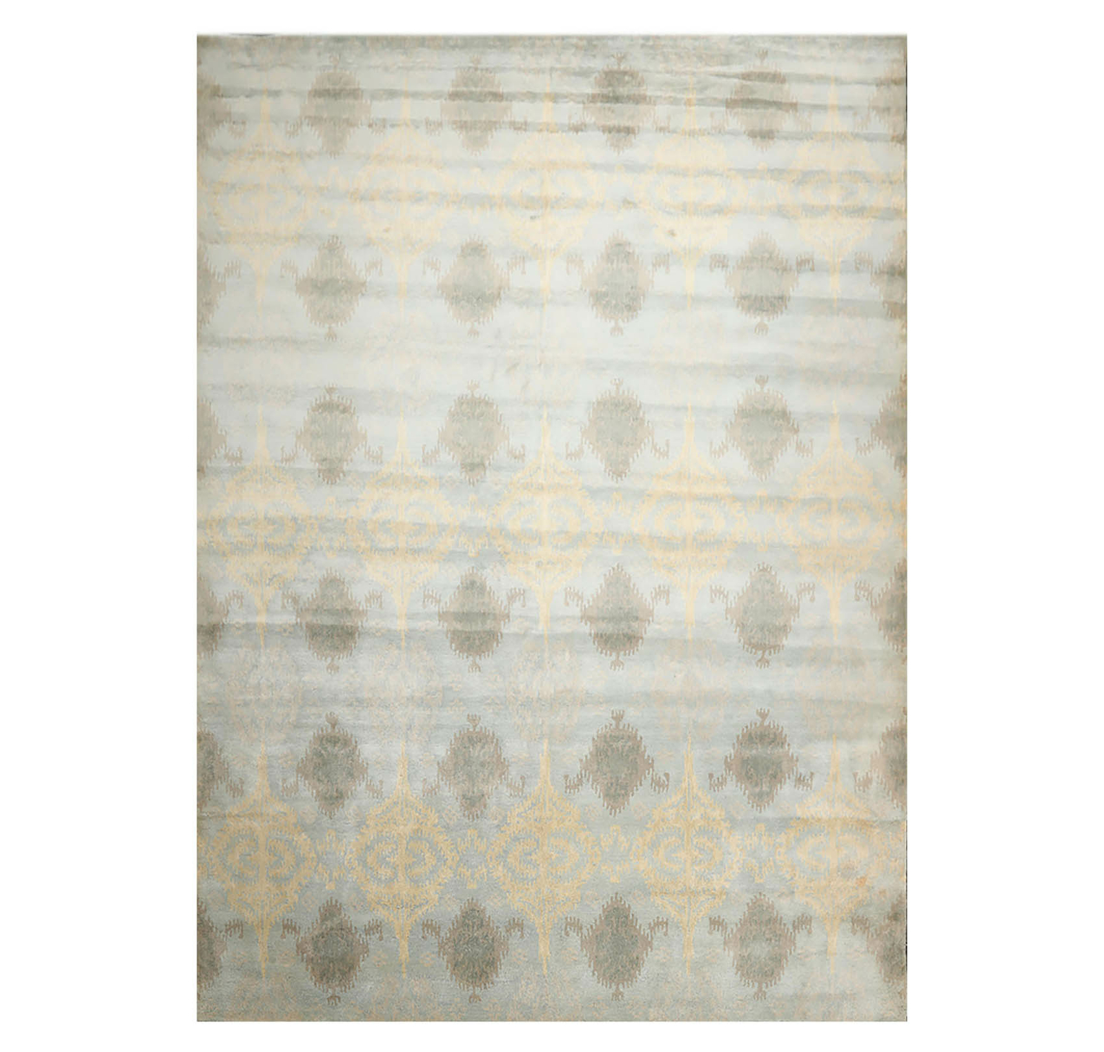 9’4” x 13’3” Handmade 100% Wool Ikat Modern Oriental Area Rug Light Blue