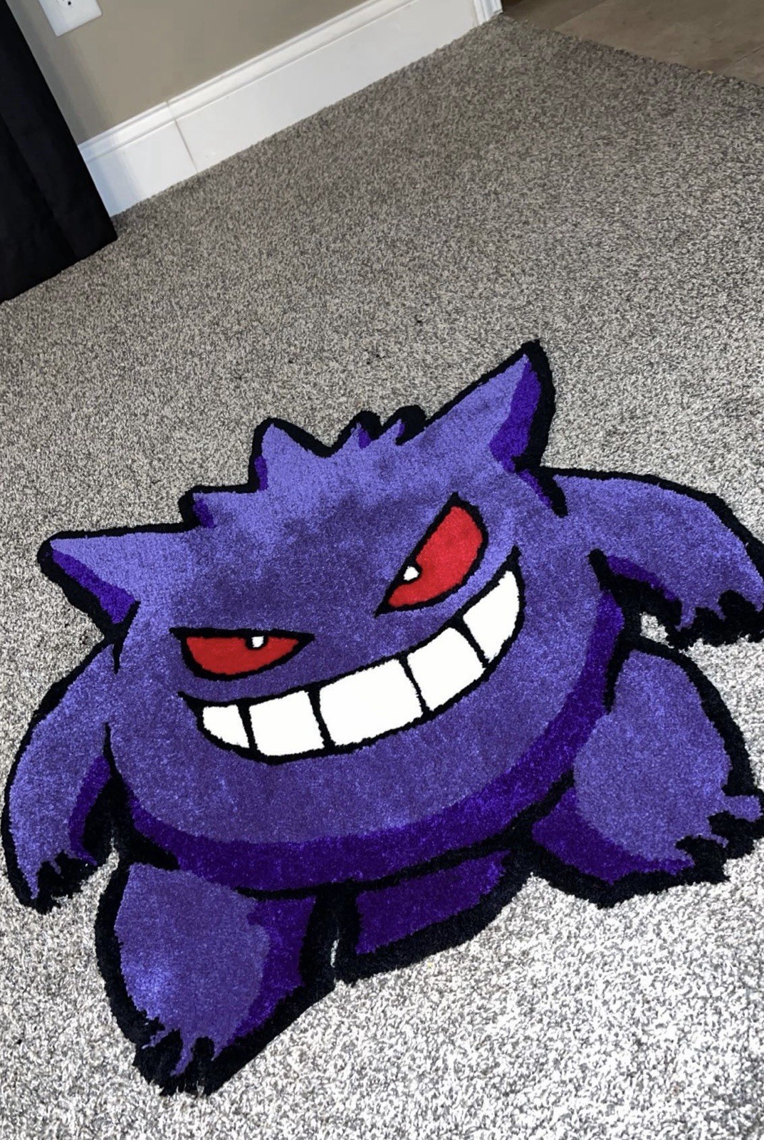 Hand Tufted Gengar Pokemon Rug – Under 3×3 ft – Gaming Room Decor