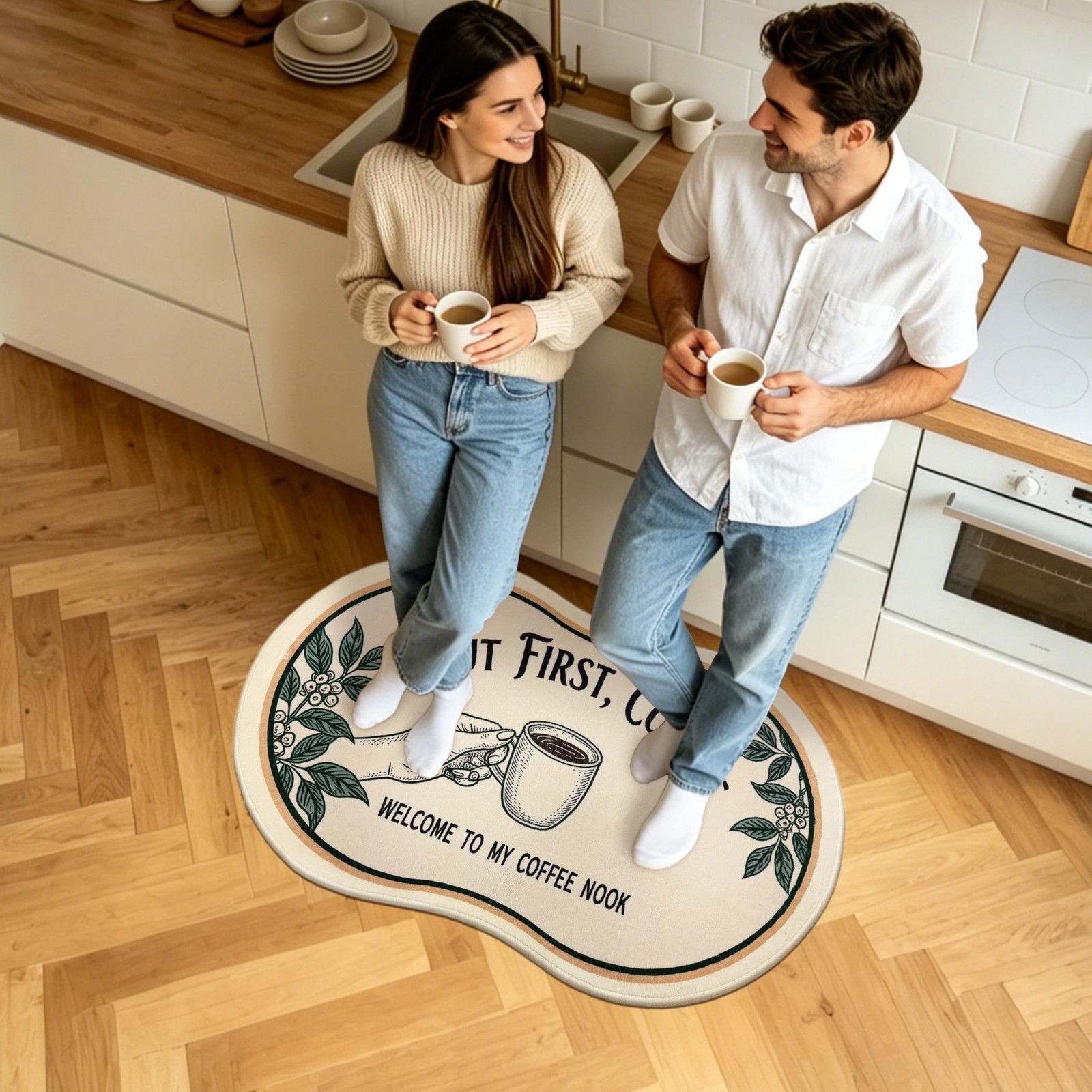 Coffee Kitchen Rug, 23″X31″ Washable Small Floor Mat TPR Non-Slip Backing Low…
